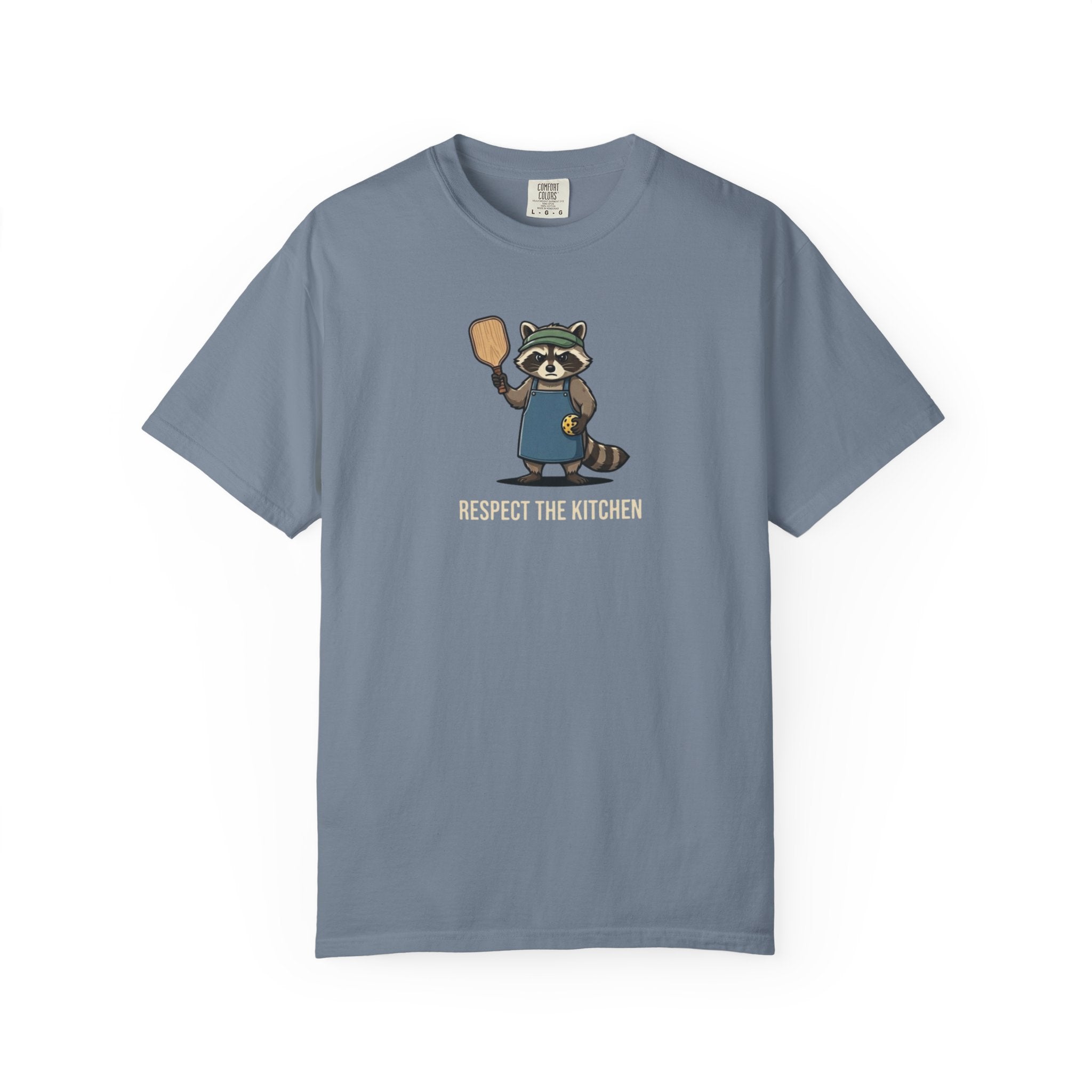 Respect The Kitchen Raccoon Pickleball t-shirt in Blue Jean