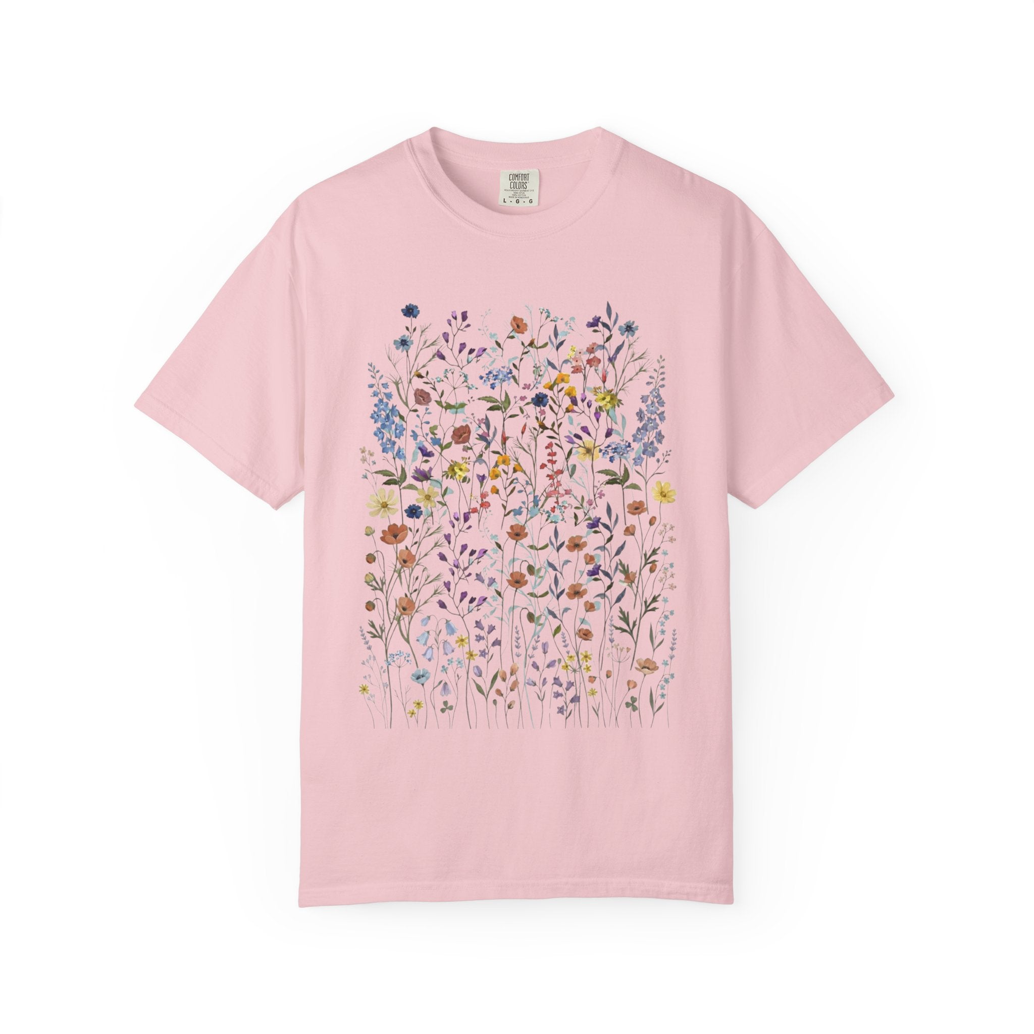 Wildflower Meadow Shirt, Colorful Floral Pressed Flower Tee, Vintage Botanical Boho T-Shirt, Cottagecore Comfort Colors, Spring Gift for Her