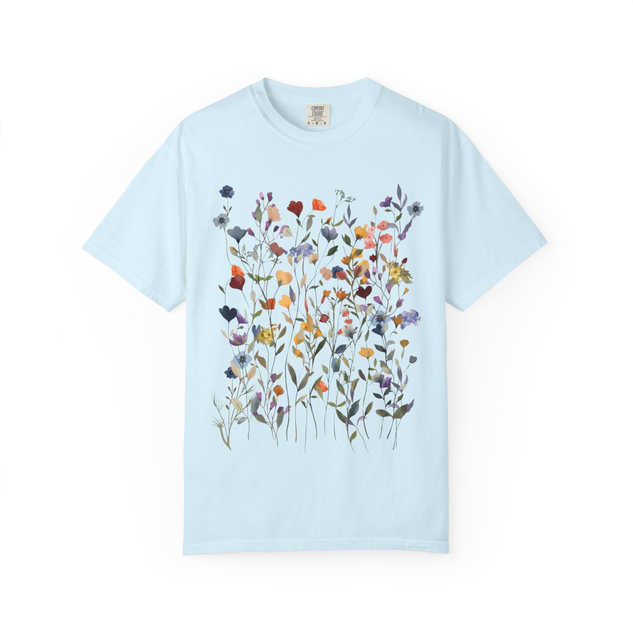 Wildflower Meadow Shirt, Pressed Flower Tee, Vintage Botanical Floral T-Shirt, Boho Cottagecore Comfort Colors, Nature Gift for Her Women