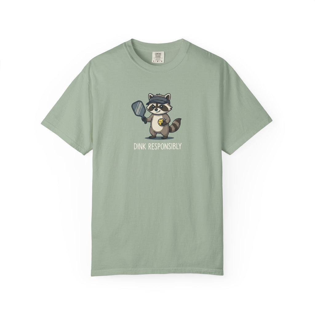 Dink Responsibly Raccoon Pickleball t-shirt in Bay