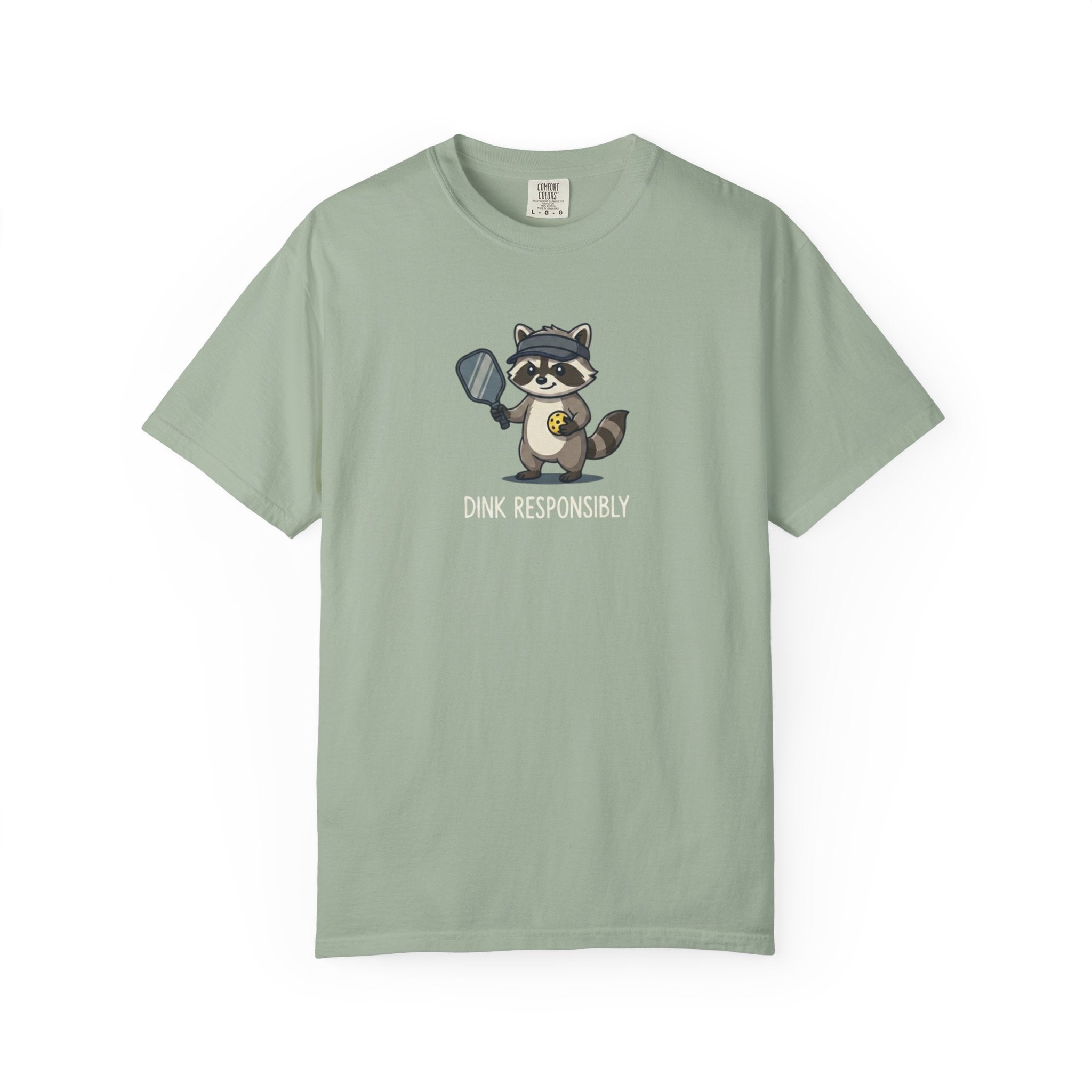 Dink Responsibly Raccoon Pickleball t-shirt in Bay