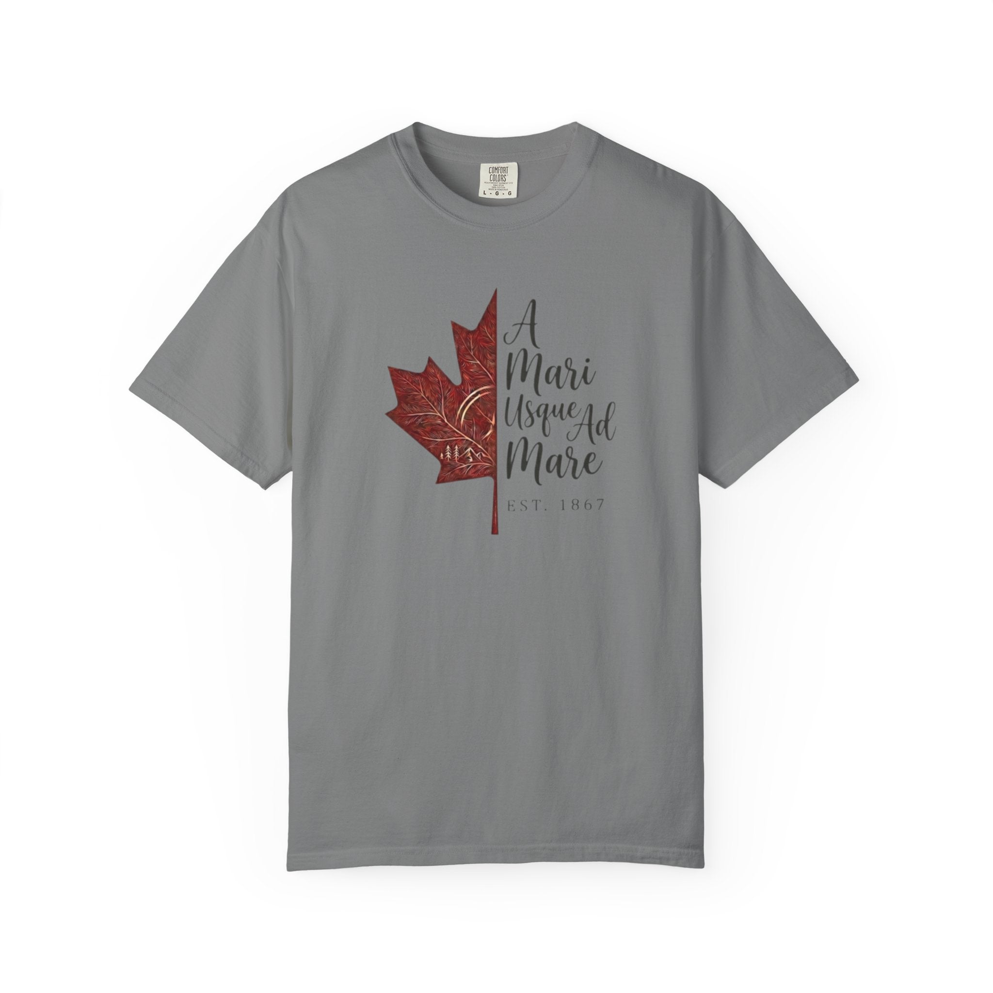 A Mari Usque Ad Mare Maple Leaf t-shirt in Grey