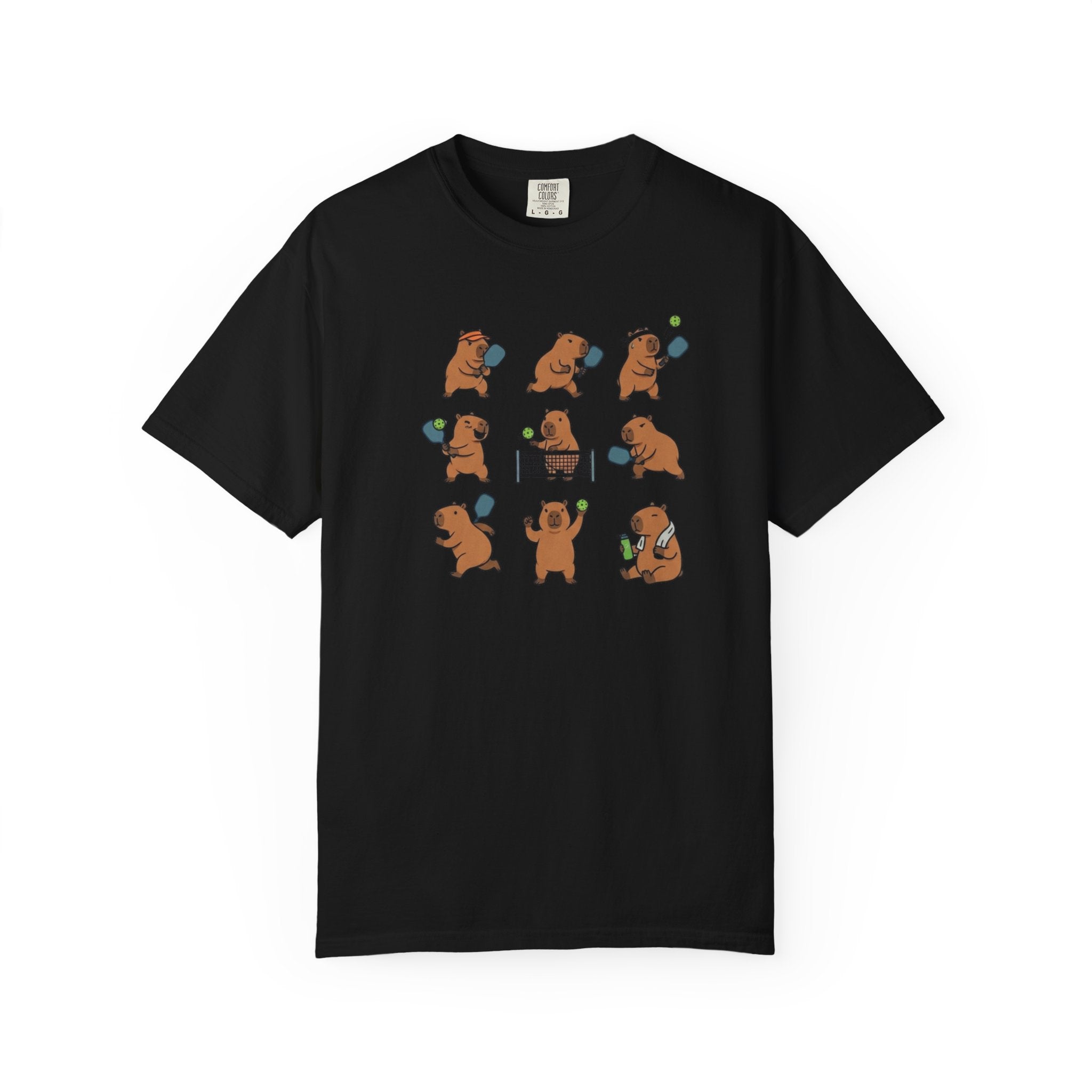 Cute Capybara Pickleball t-shirt in Black