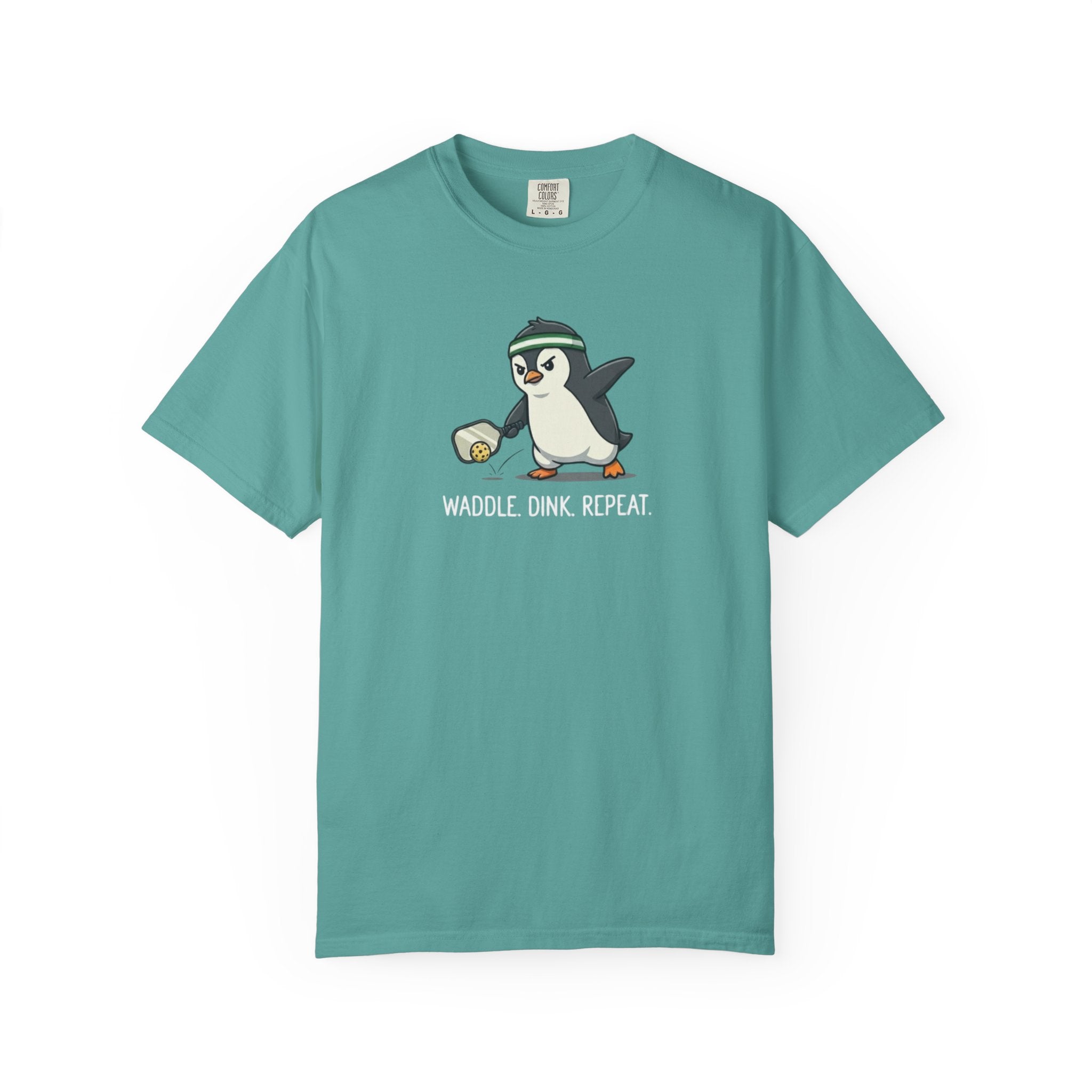 Waddle Dink Repeat Penguin Pickleball t-shirt in Seafoam
