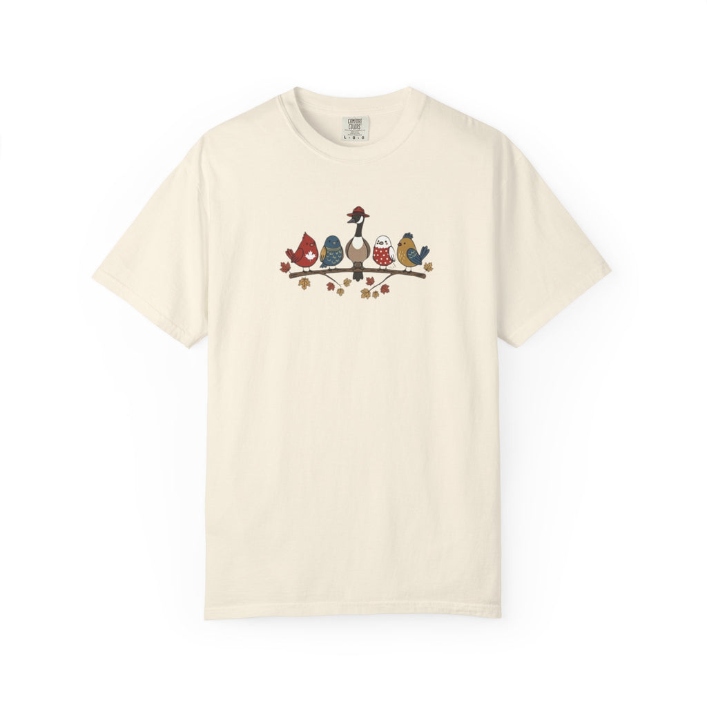 Canadian Birds on a Branch t-shirt in Ivory