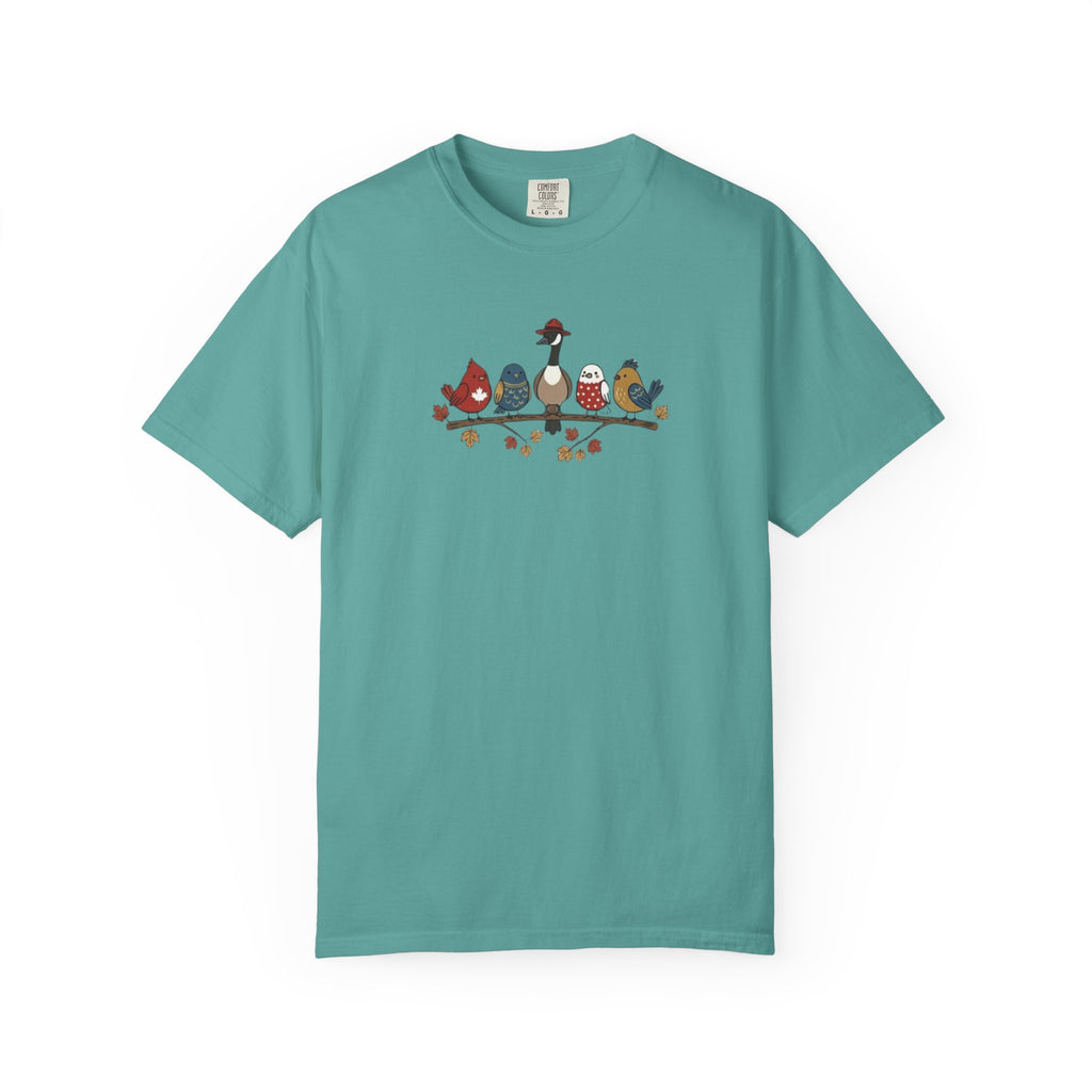Canadian Birds on a Branch t-shirt in Seafoam