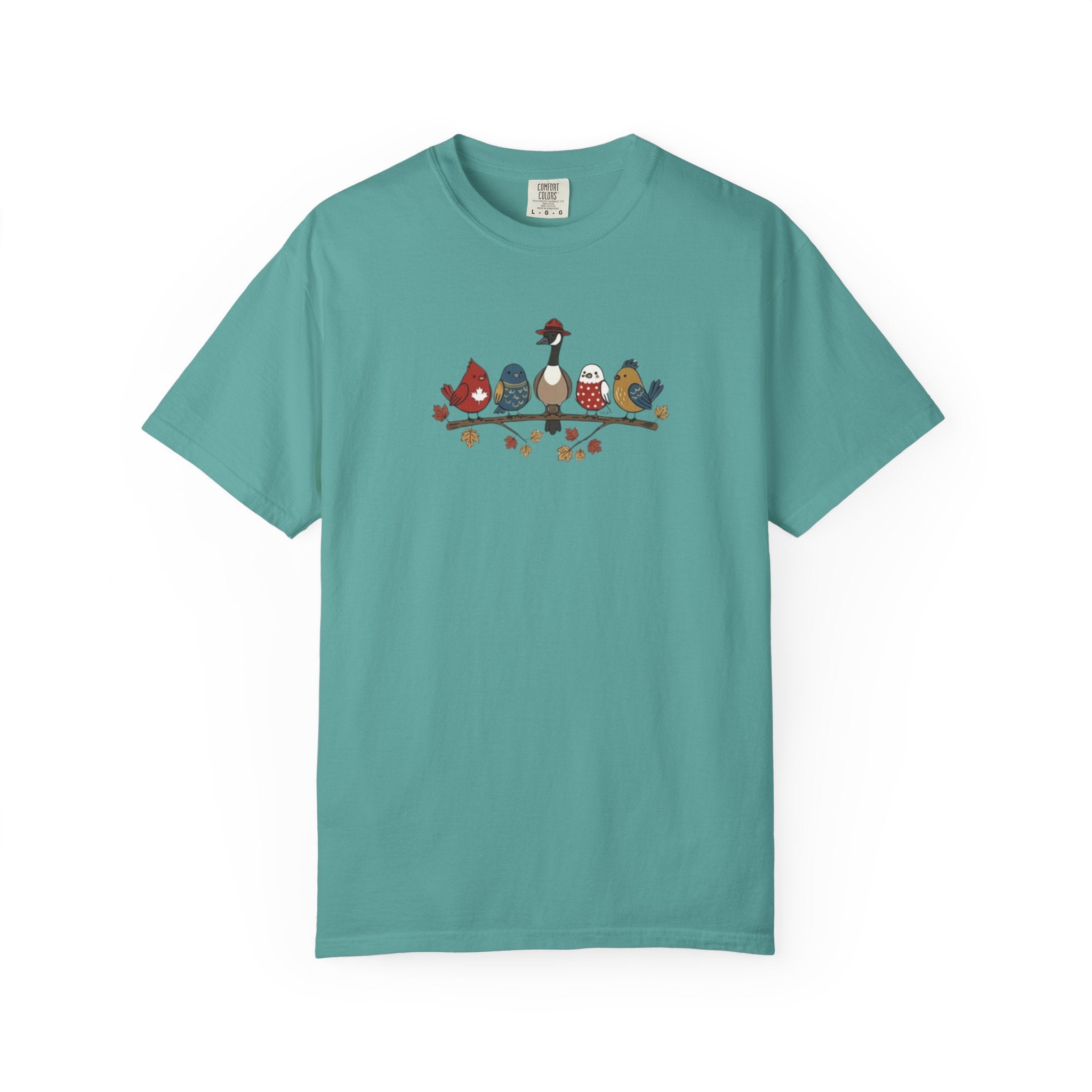 Canadian Birds on a Branch t-shirt in Seafoam