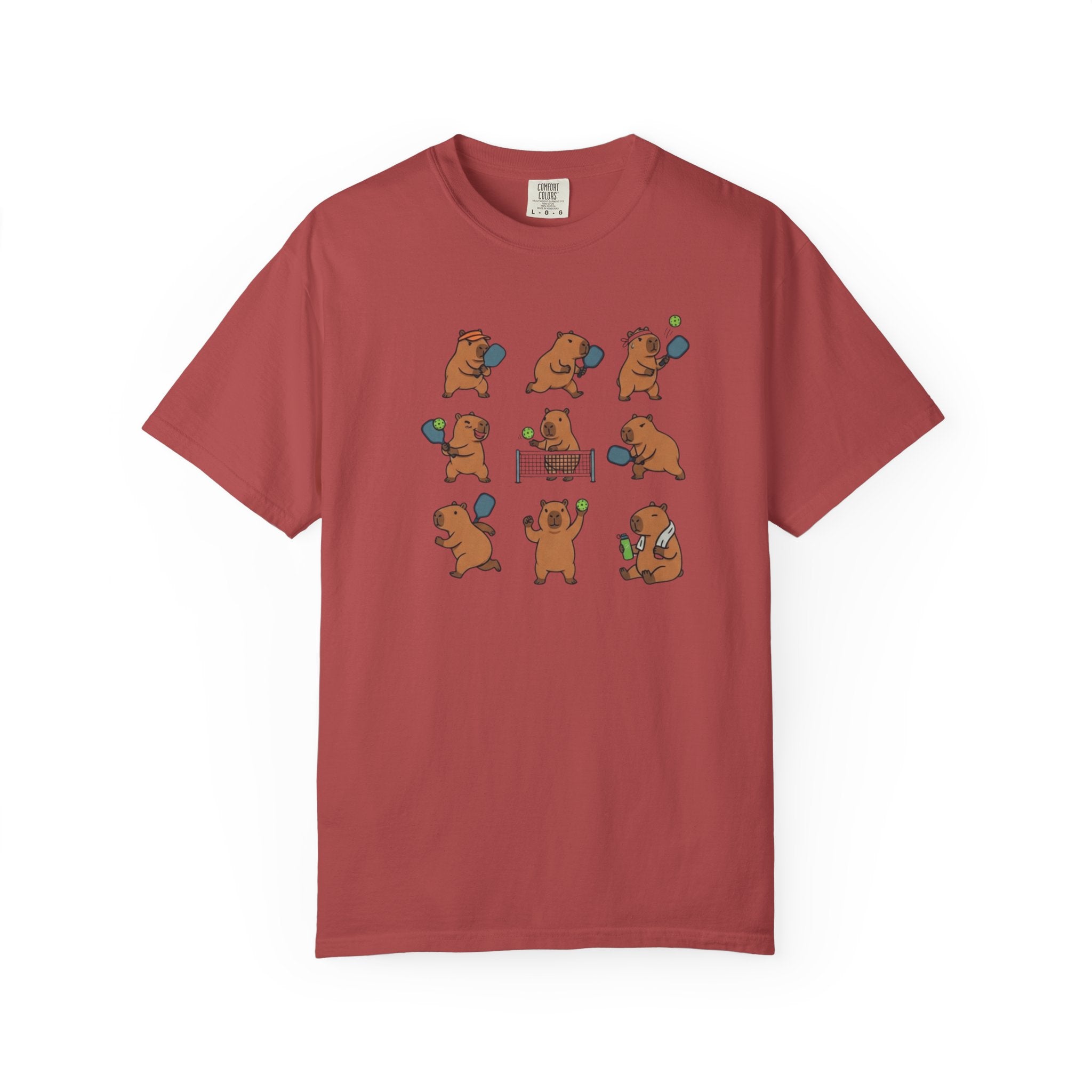 Cute Capybara Pickleball t-shirt in Crimson