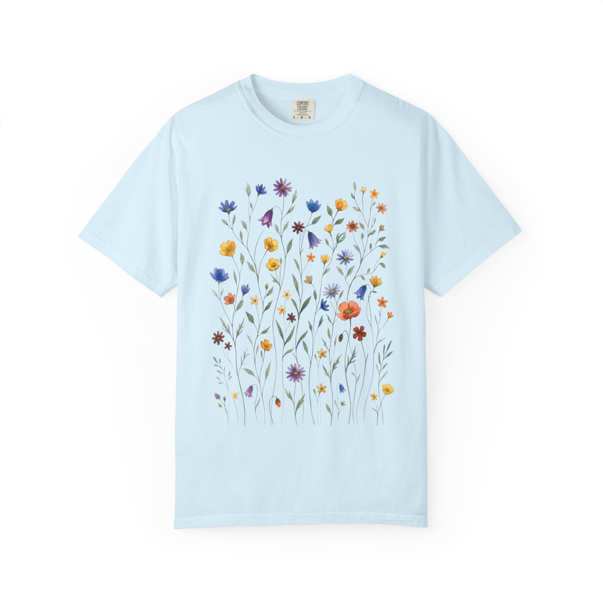 Wildflower Meadow Shirt, Dainty Floral Pressed Flower Tee, Delicate Botanical Boho T-Shirt, Vintage Cottagecore Comfort Colors, Gift for Her