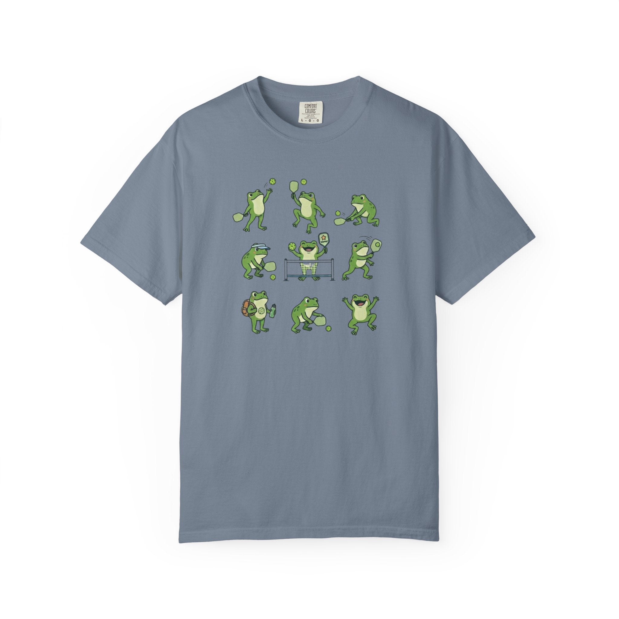 Cute Frog Pickleball t-shirt in Blue Jean