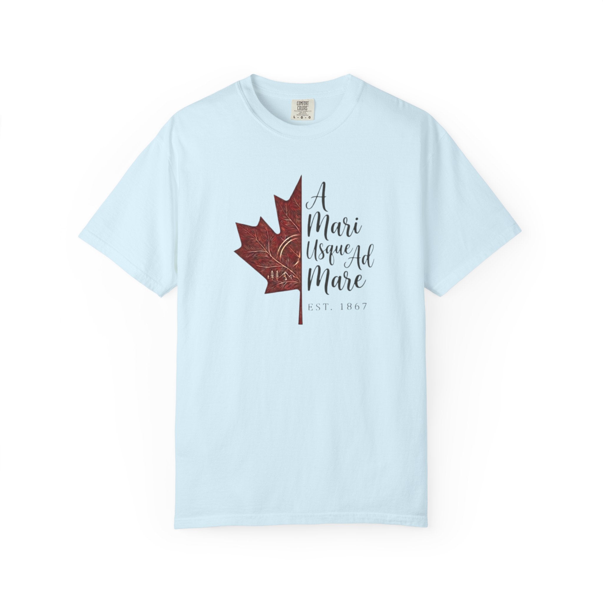 A Mari Usque Ad Mare Maple Leaf t-shirt in Chambray
