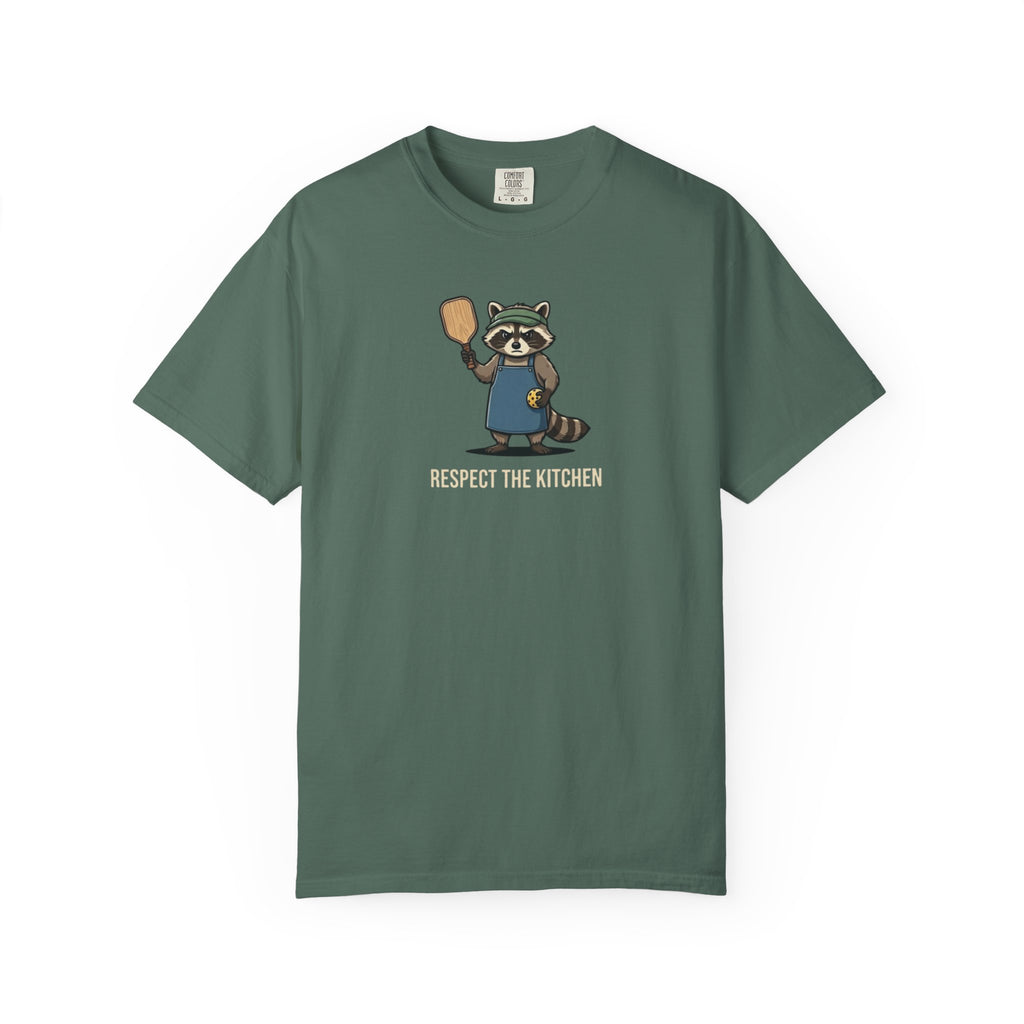 Respect The Kitchen Raccoon Pickleball t-shirt in Blue Spruce