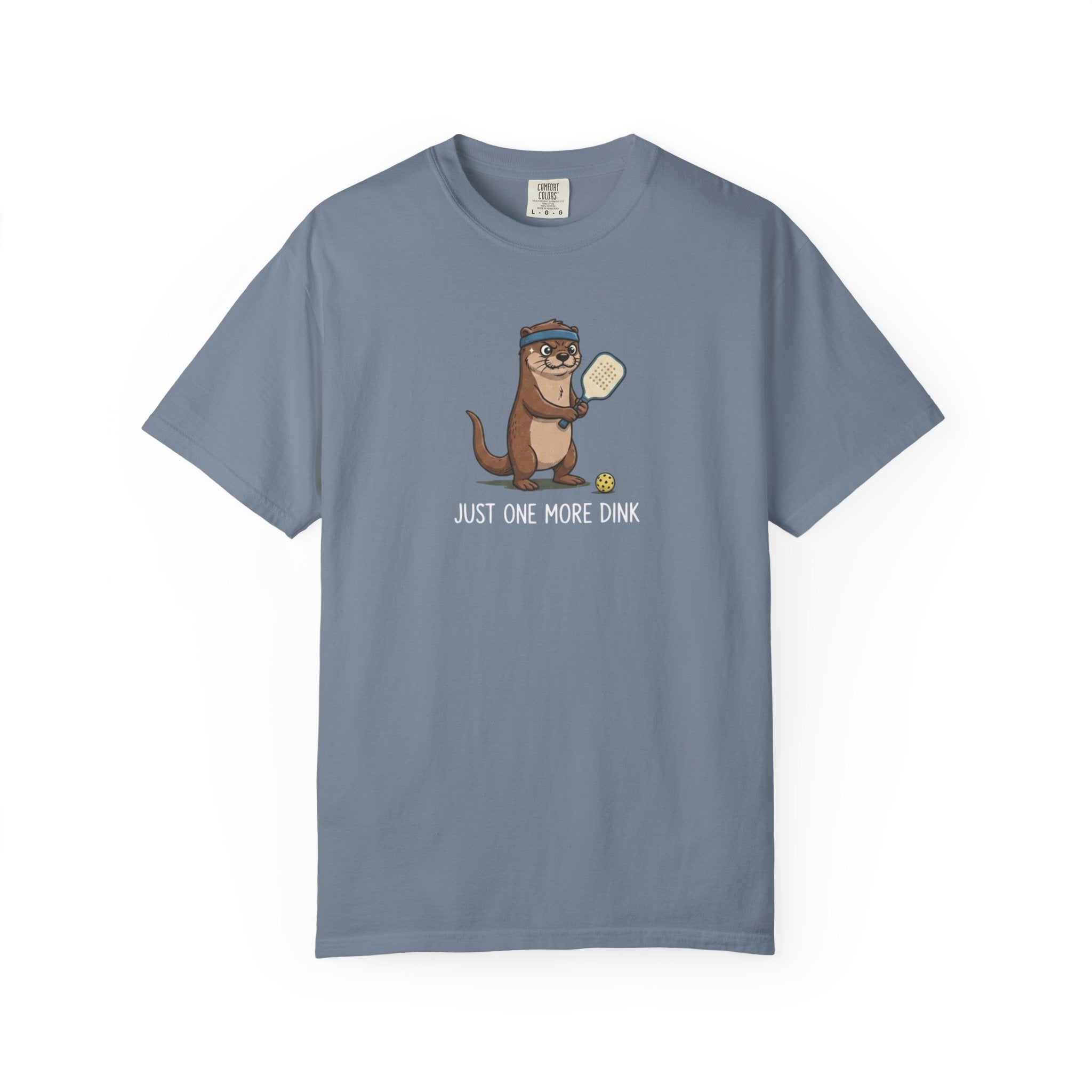 Just One More Dink Otter Pickleball t-shirt in Blue Jean