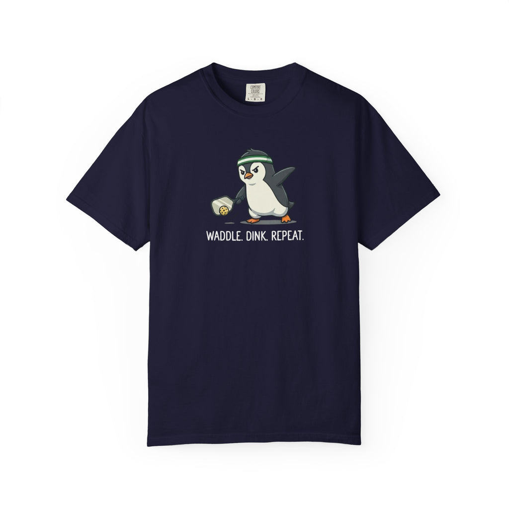 Waddle Dink Repeat Penguin Pickleball t-shirt in True Navy
