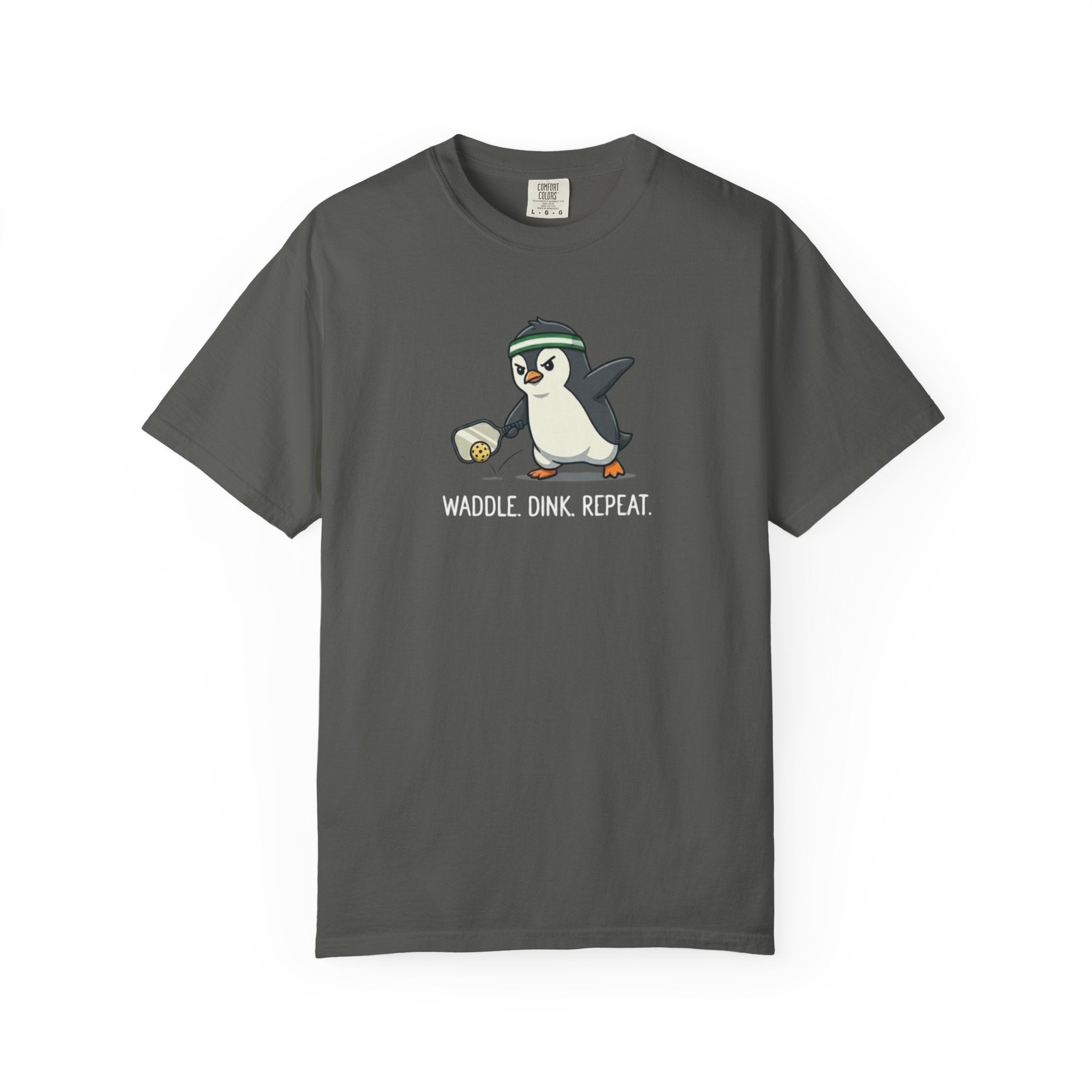 Waddle Dink Repeat Penguin Pickleball t-shirt in Pepper