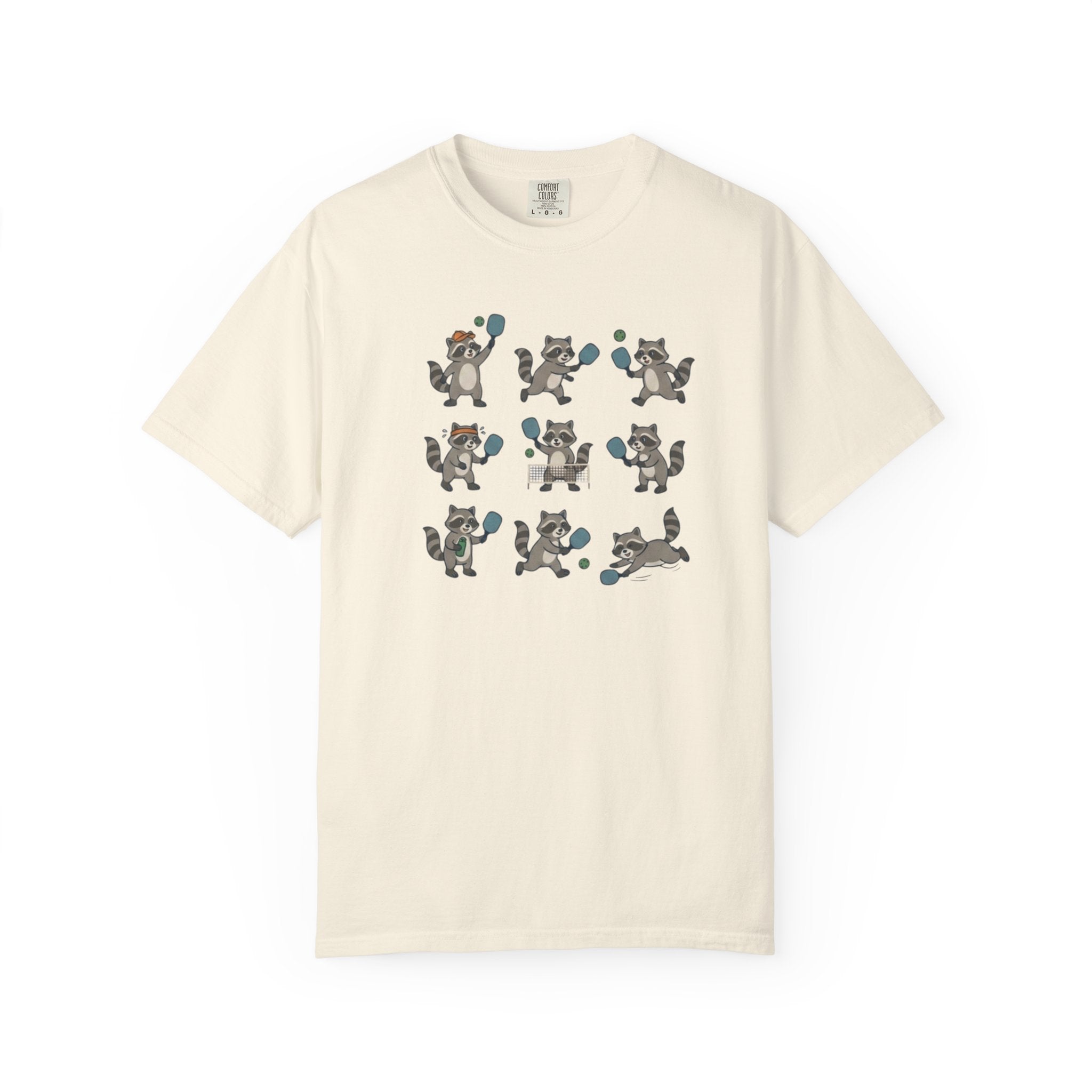 Cute Raccoon Pickleball t-shirt in Ivory