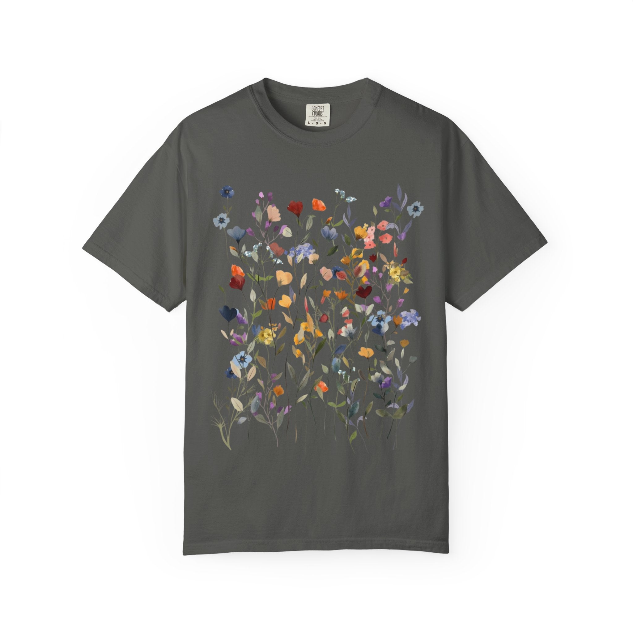 Wildflower Meadow Shirt, Pressed Flower Tee, Vintage Botanical Floral T-Shirt, Boho Cottagecore Comfort Colors, Nature Gift for Her Women