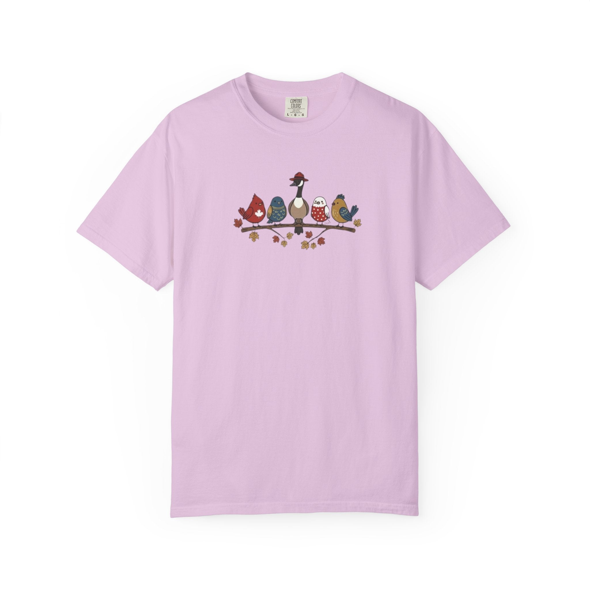 Canadian Birds on a Branch t-shirt in Orchid