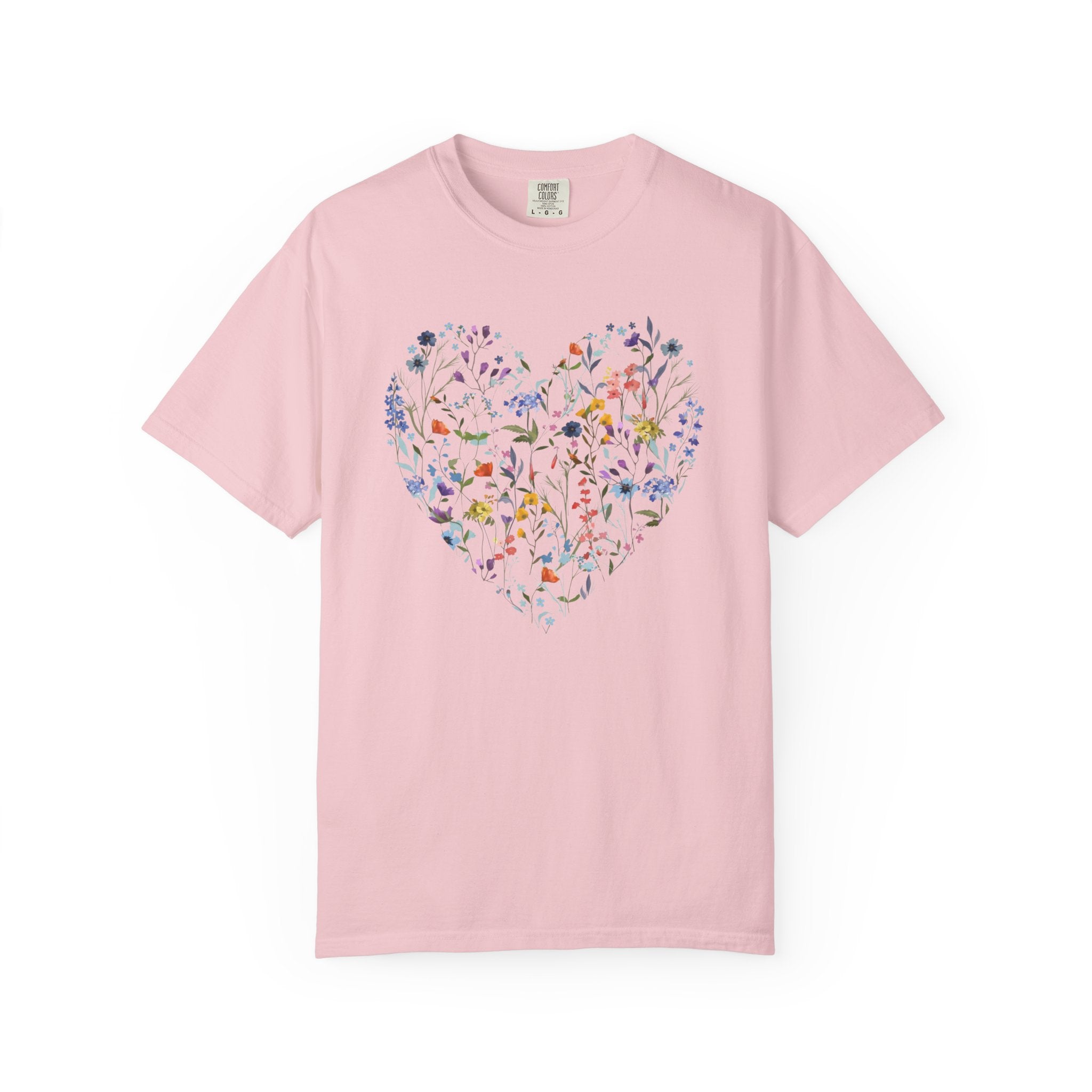 Wildflower Heart Shirt, Vintage Floral Comfort Colors Tee, Boho Cottagecore Botanical T-Shirt, Nature Lover Gift for Her, Women Garden Tee