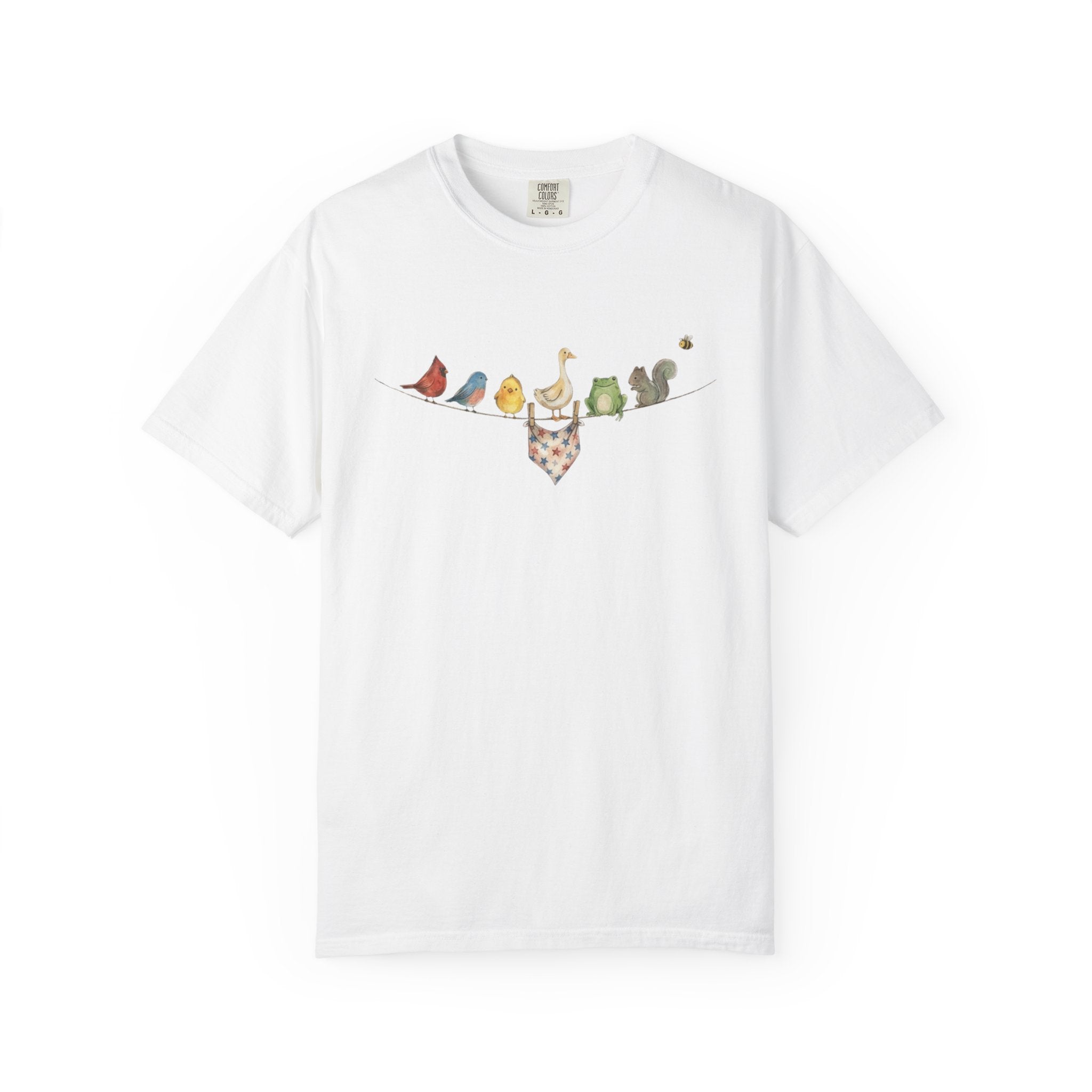 American Backyard Animal Shirt, 4th of July Tee, Vintage Americana Graphic Shirt, Red White Blue Star Print Tee, Independence Day Gift