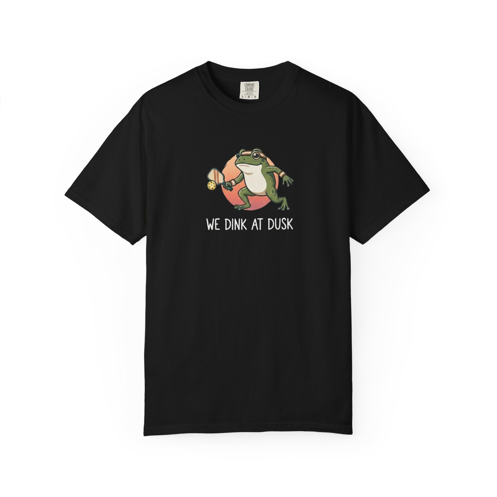 We Dink At Dusk Frog Pickleball t-shirt in Black