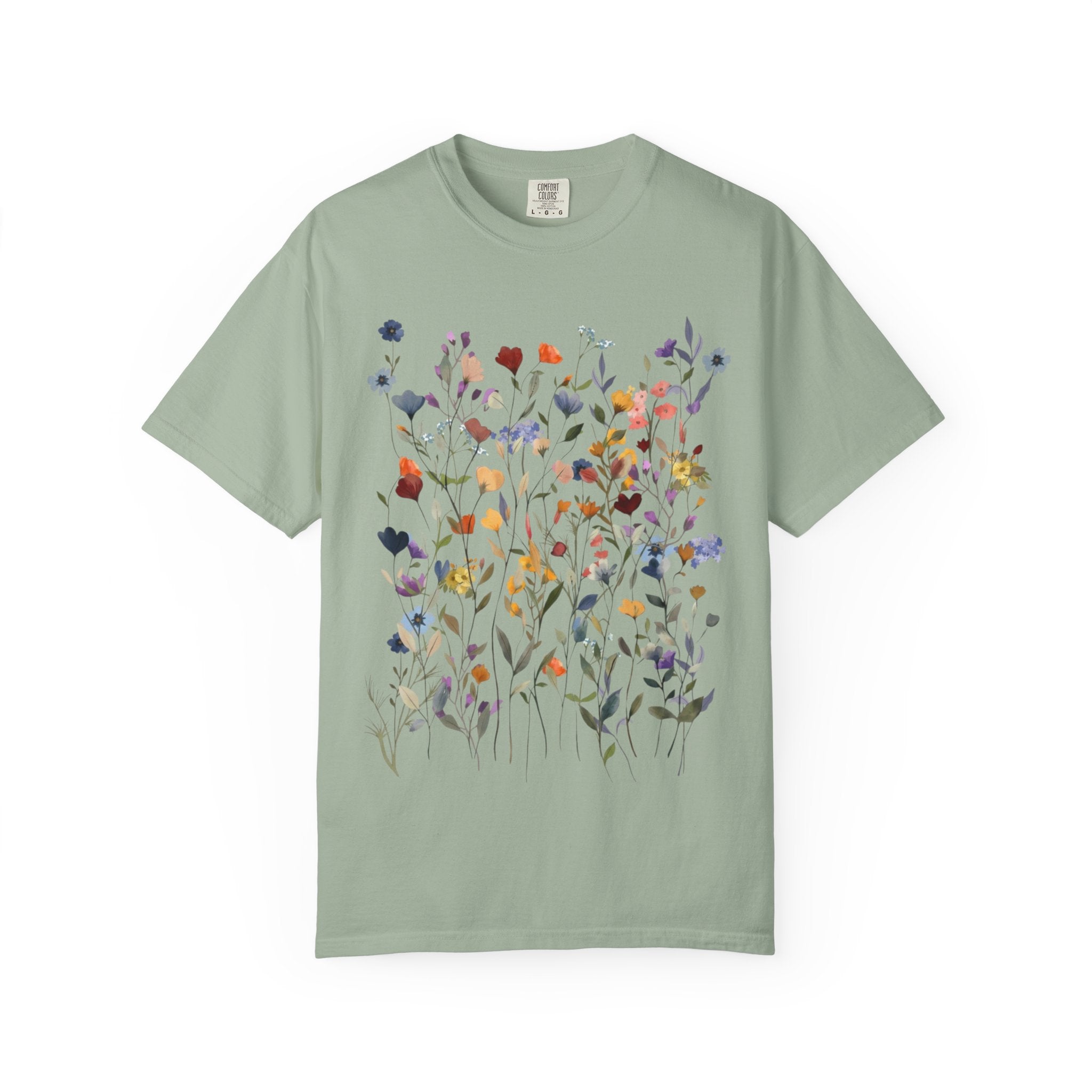 Wildflower Meadow Shirt, Pressed Flower Tee, Vintage Botanical Floral T-Shirt, Boho Cottagecore Comfort Colors, Nature Gift for Her Women