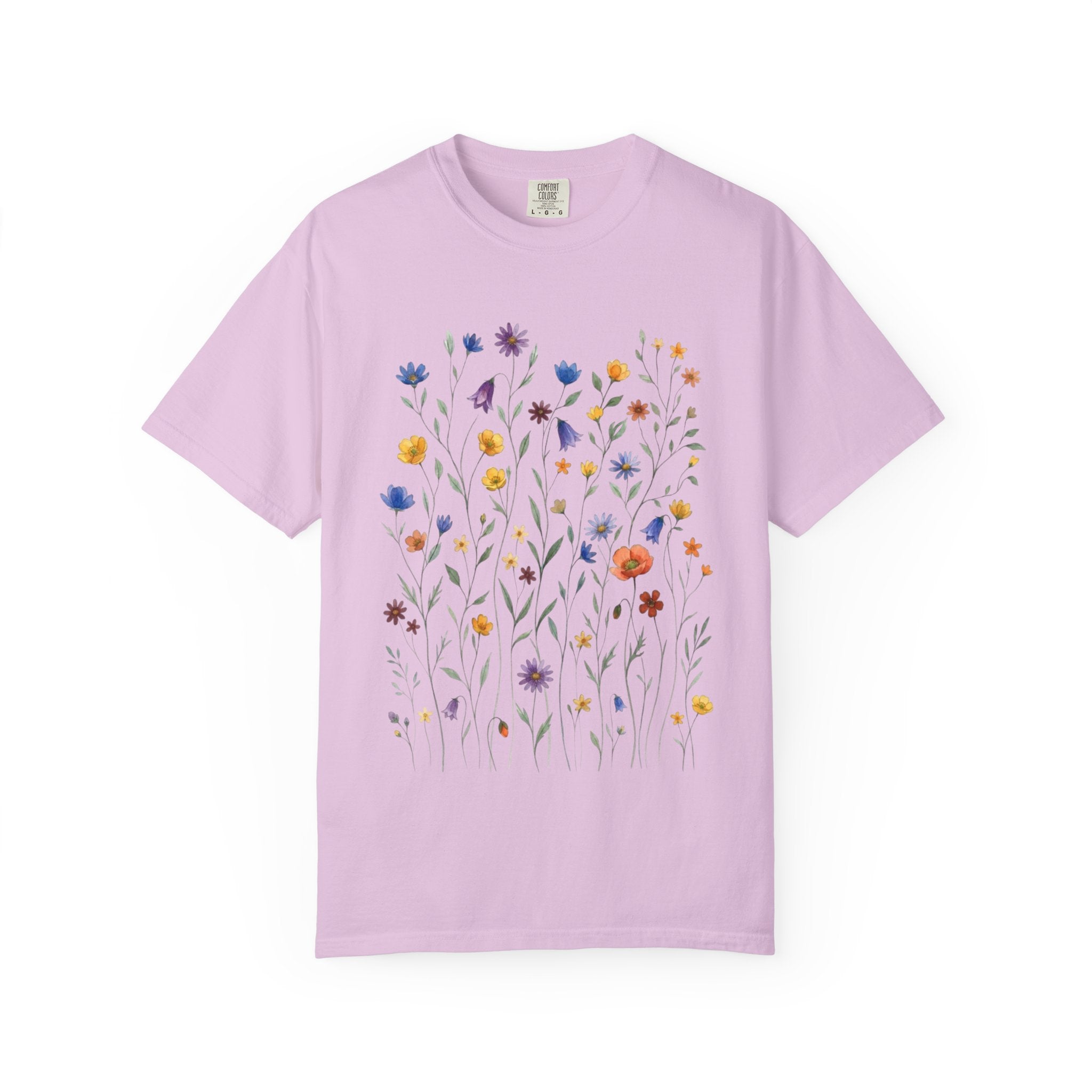 Wildflower Meadow Shirt, Dainty Floral Pressed Flower Tee, Delicate Botanical Boho T-Shirt, Vintage Cottagecore Comfort Colors, Gift for Her