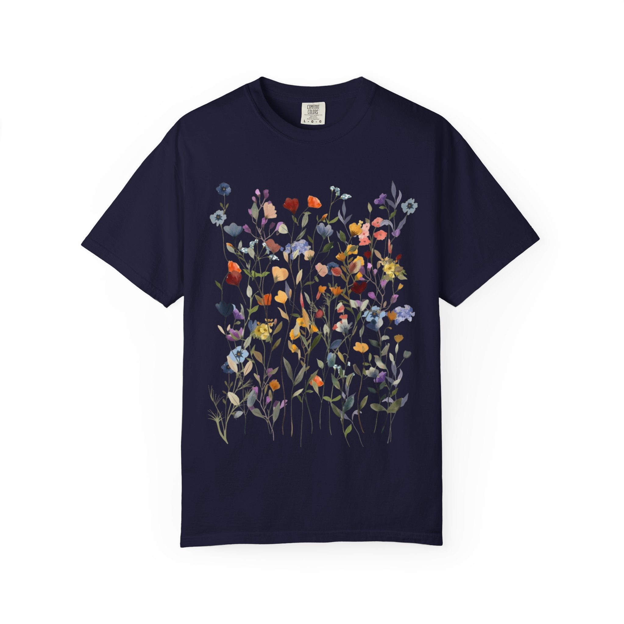 Wildflower Meadow Shirt, Pressed Flower Tee, Vintage Botanical Floral T-Shirt, Boho Cottagecore Comfort Colors, Nature Gift for Her Women