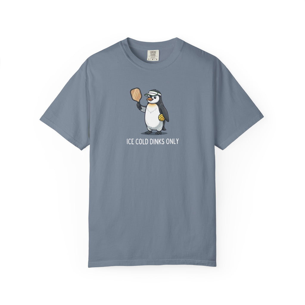 Ice Cold Dinks Only Penguin Pickleball t-shirt in Blue Jean
