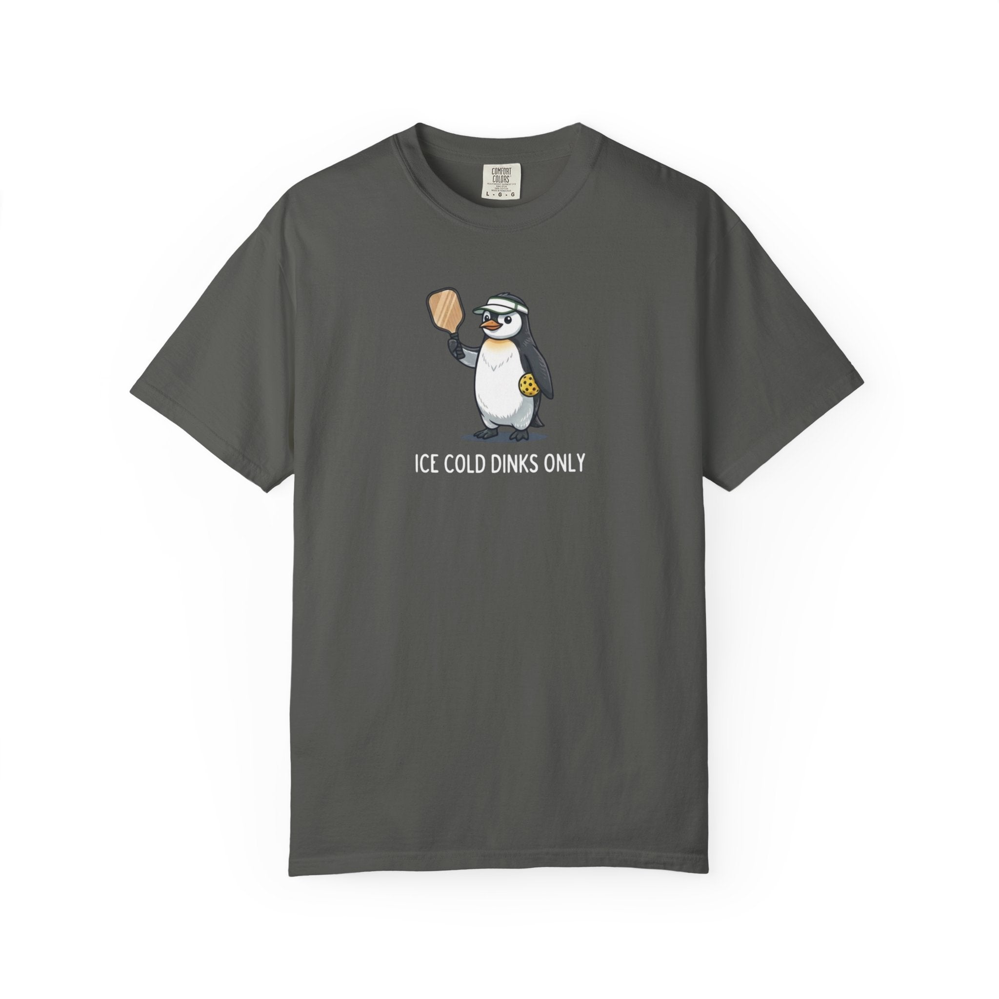 Ice Cold Dinks Only Penguin Pickleball t-shirt in Pepper