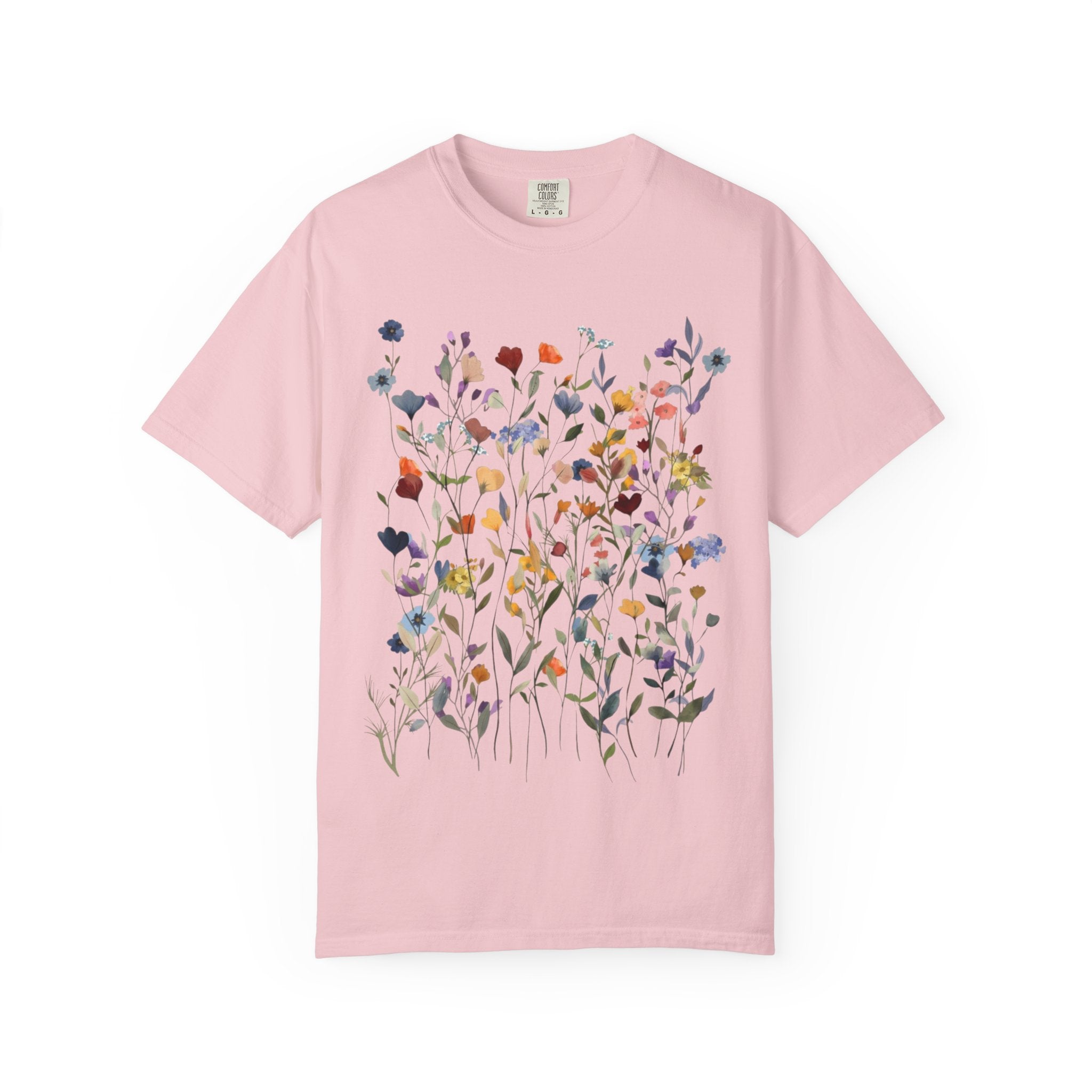 Wildflower Meadow Shirt, Pressed Flower Tee, Vintage Botanical Floral T-Shirt, Boho Cottagecore Comfort Colors, Nature Gift for Her Women
