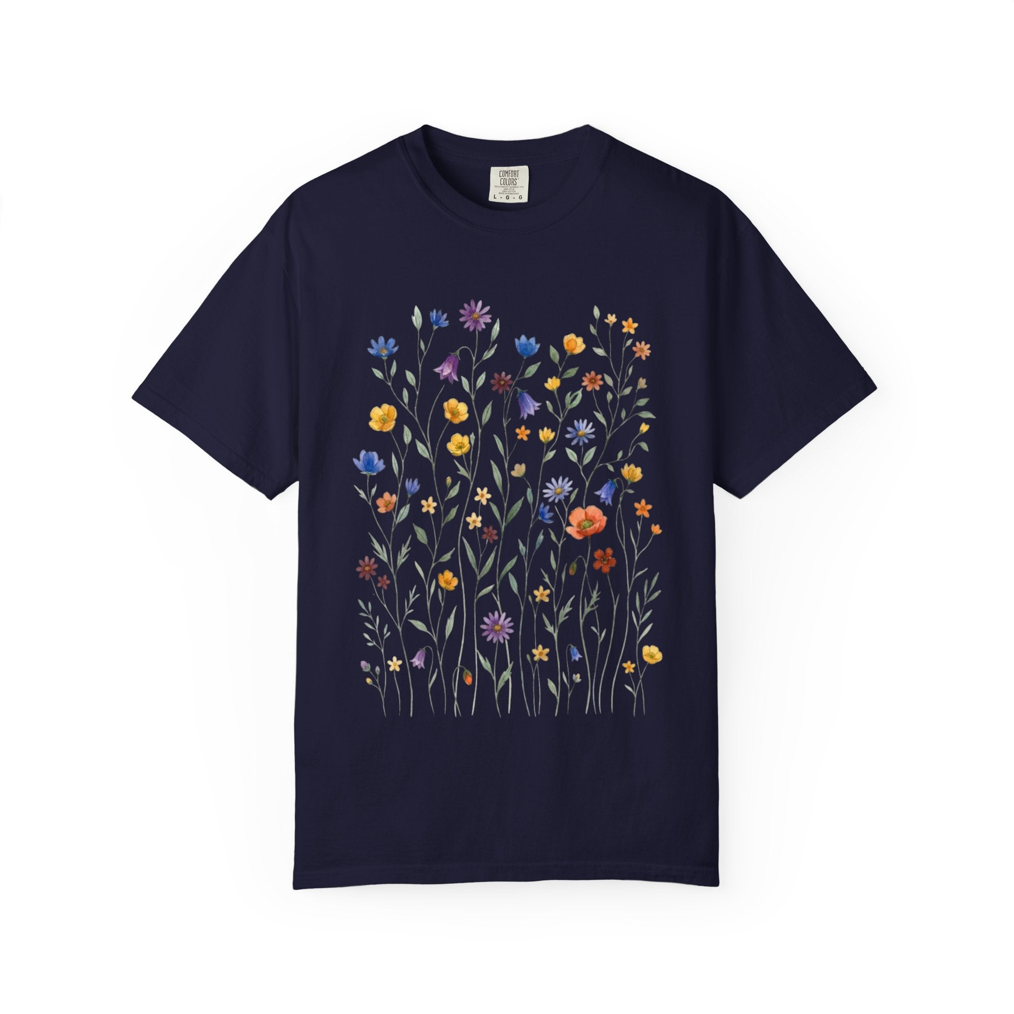 Wildflower Meadow Shirt, Dainty Floral Pressed Flower Tee, Delicate Botanical Boho T-Shirt, Vintage Cottagecore Comfort Colors, Gift for Her