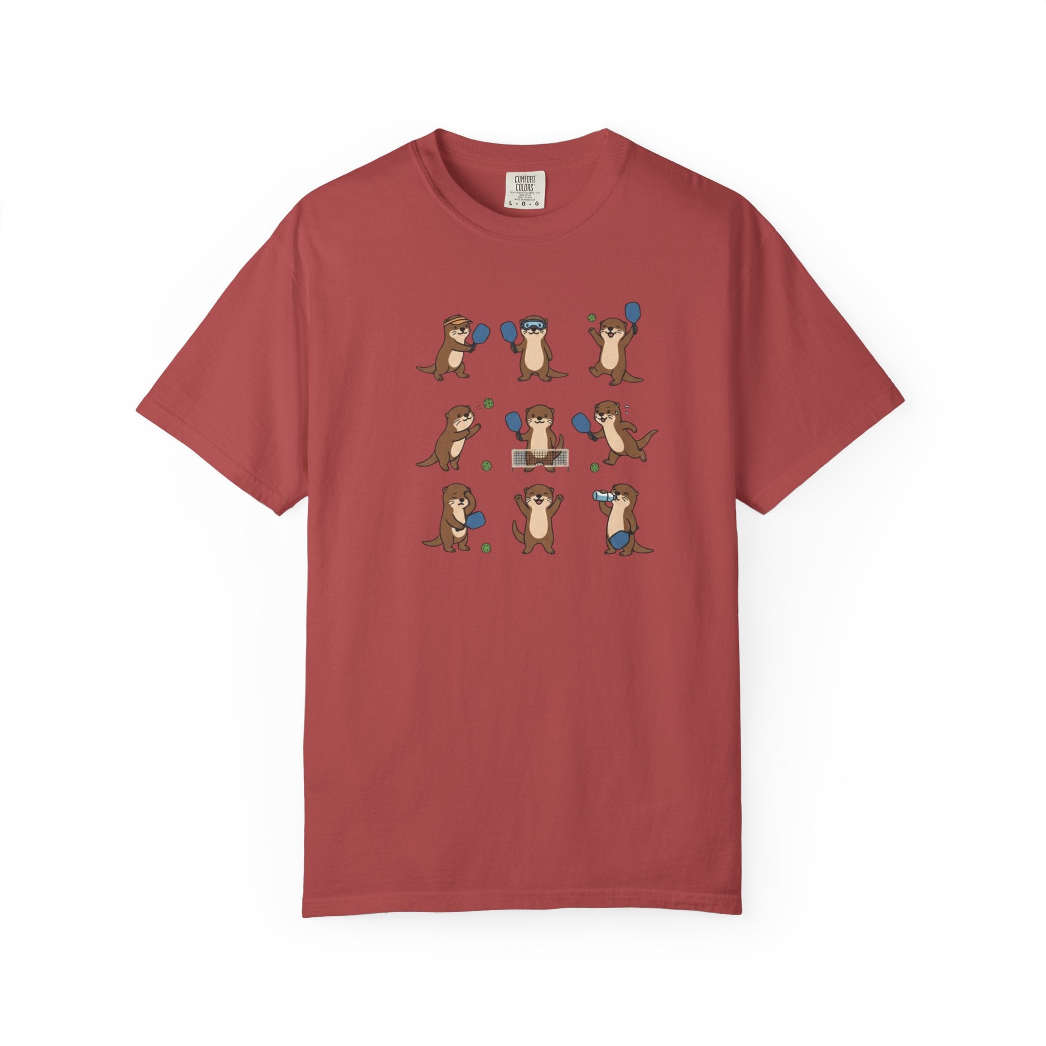 Cute Otter Pickleball t-shirt in Crimson