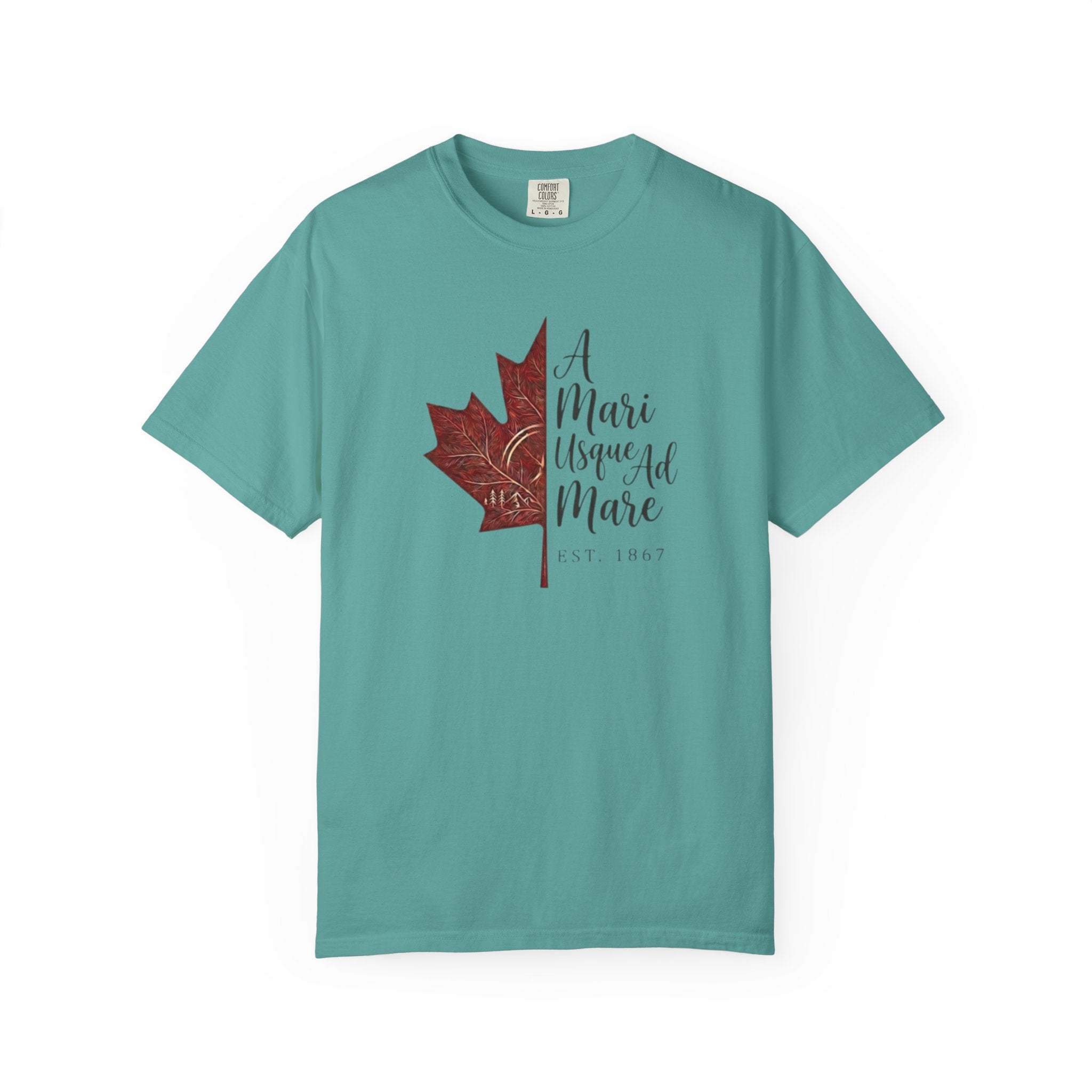 A Mari Usque Ad Mare Maple Leaf t-shirt in Seafoam