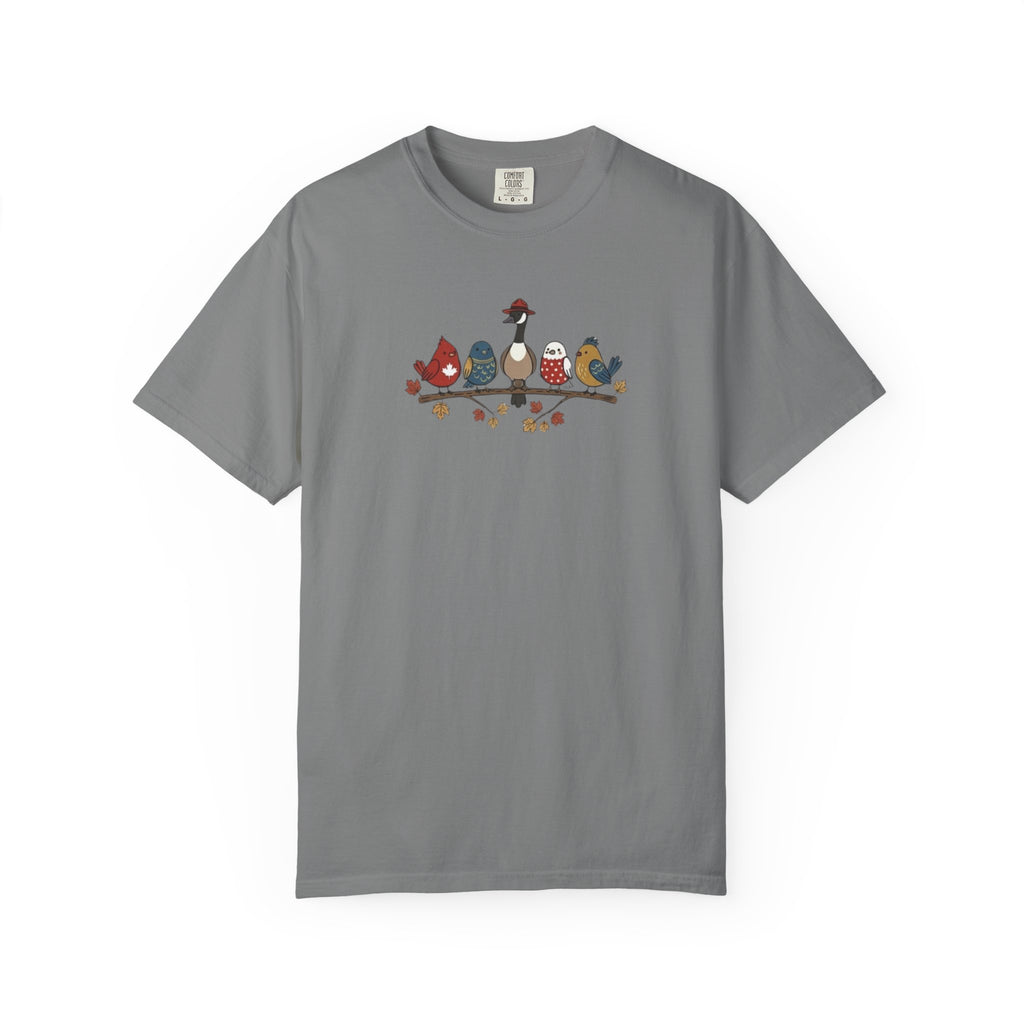 Canadian Birds on a Branch t-shirt in Grey
