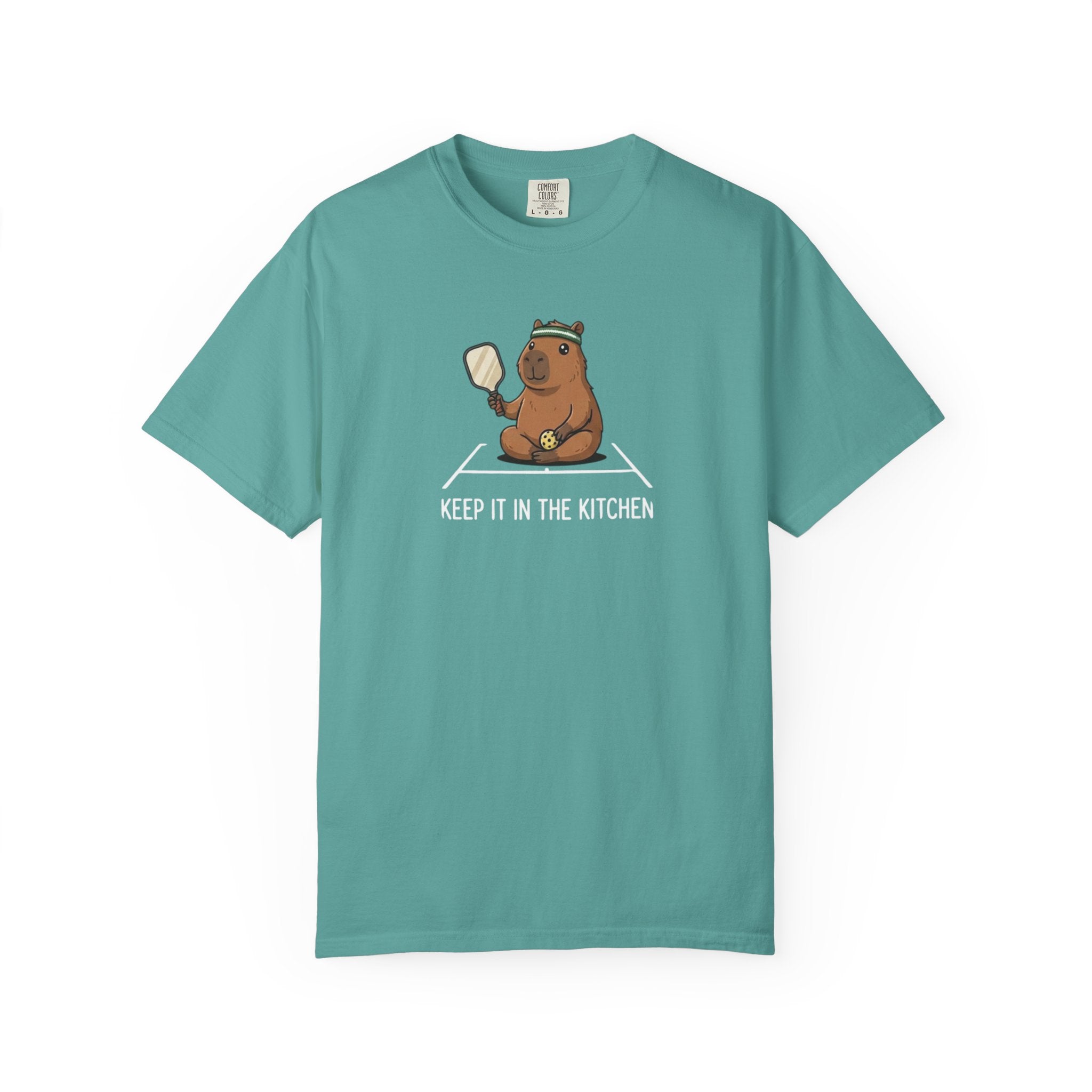 Keep It In The Kitchen Capybara Pickleball t-shirt in Seafoam