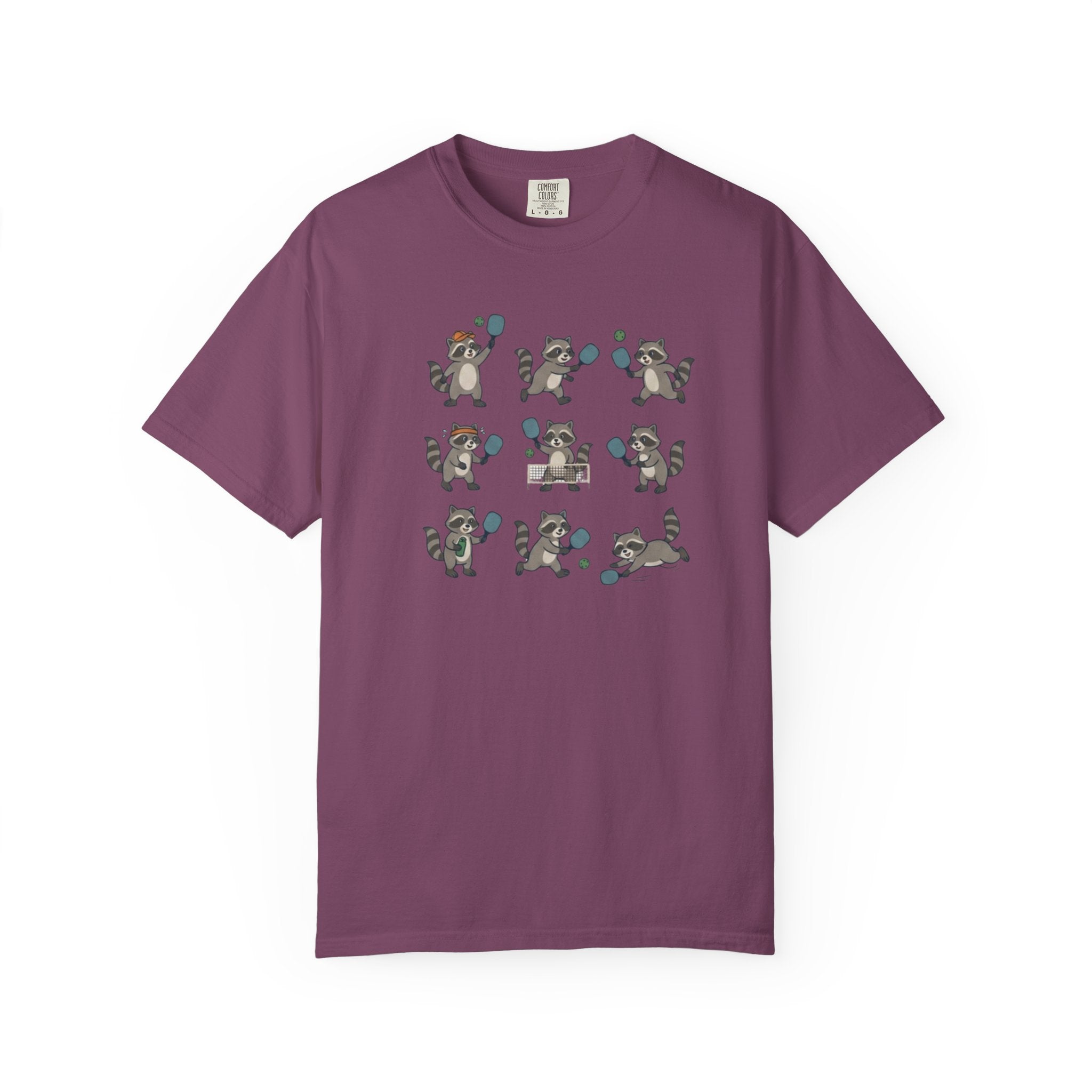 Cute Raccoon Pickleball t-shirt in Berry