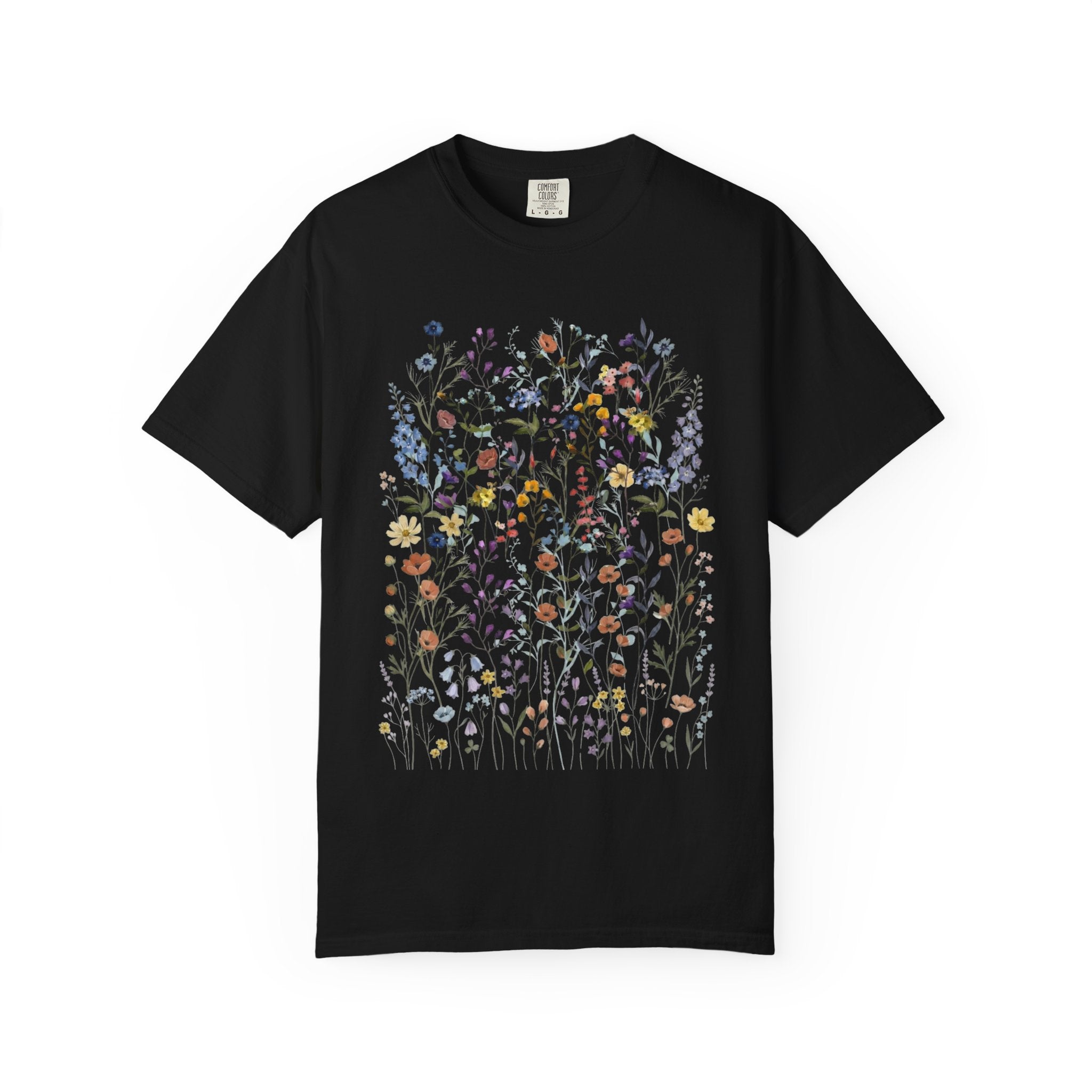 Wildflower Meadow Shirt, Colorful Floral Pressed Flower Tee, Vintage Botanical Boho T-Shirt, Cottagecore Comfort Colors, Spring Gift for Her