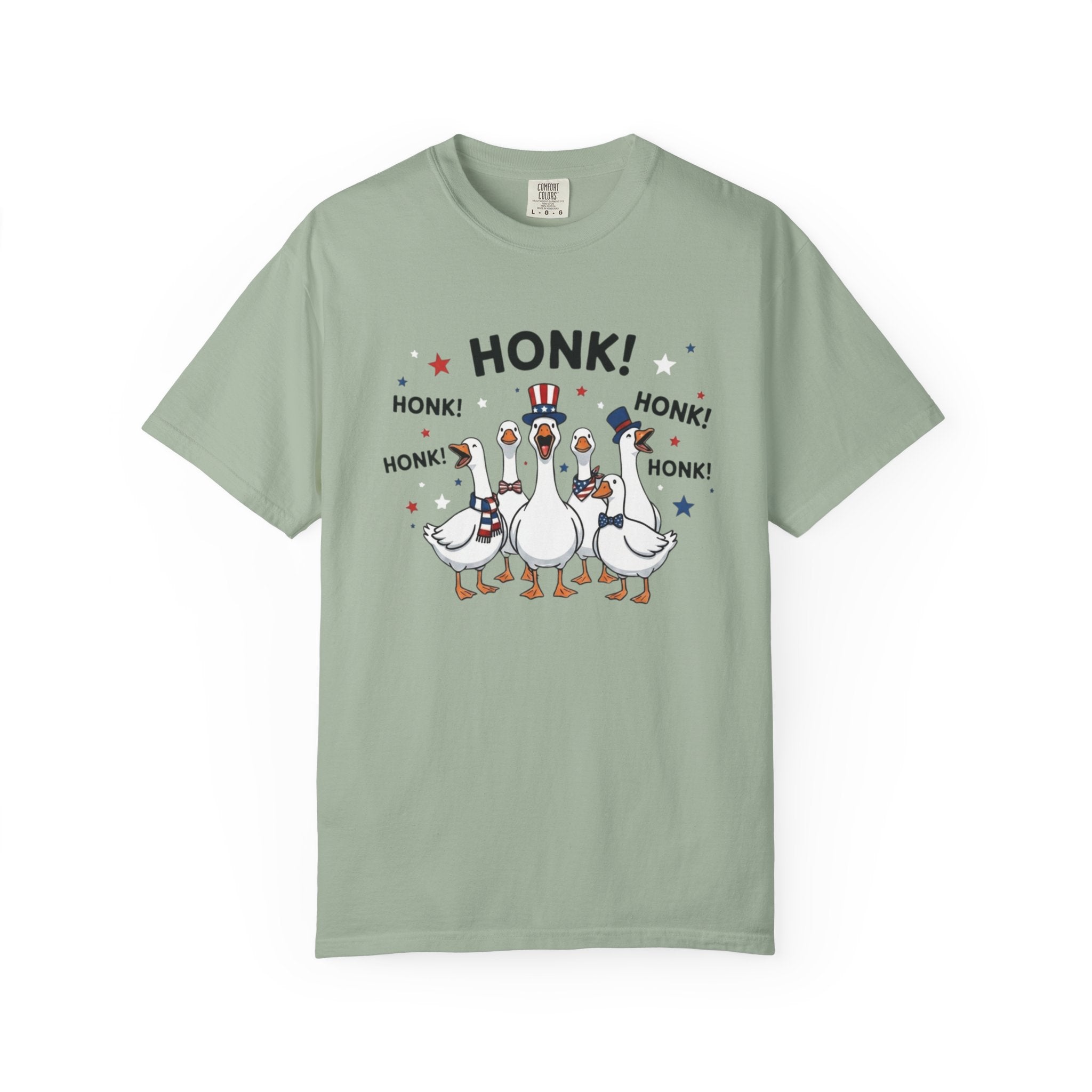 July 4th Shirt, Funny Patriotic Geese Tee, Cute Honk Goose Graphic T-Shirt, Retro Americana Independence Day Gift for Her