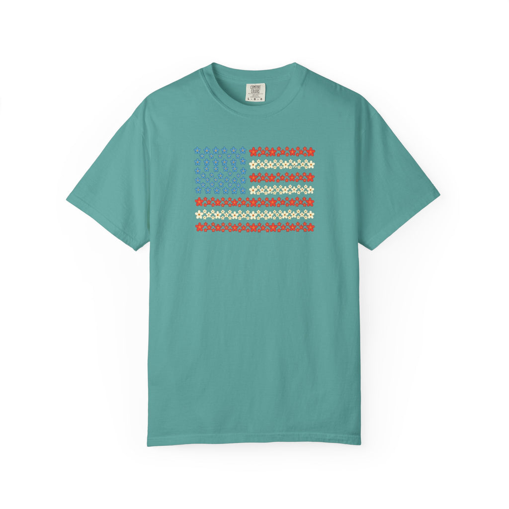 American Flag Shirt, Patriotic Star Print USA Tee, Vintage 4th of July Stars and Stripes Graphic Shirt, Independence Day Red White Blue Tee
