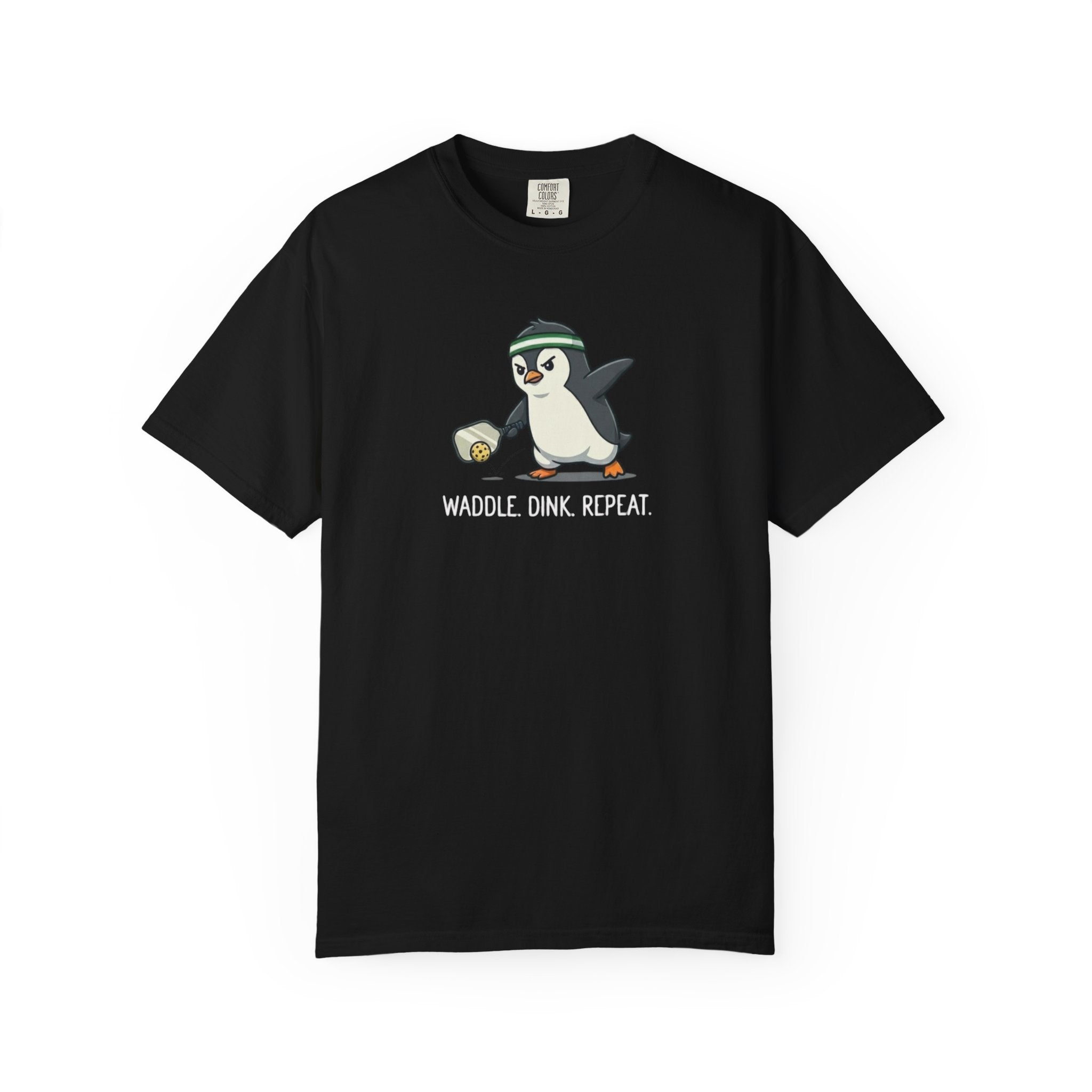 Waddle Dink Repeat Penguin Pickleball t-shirt in Black