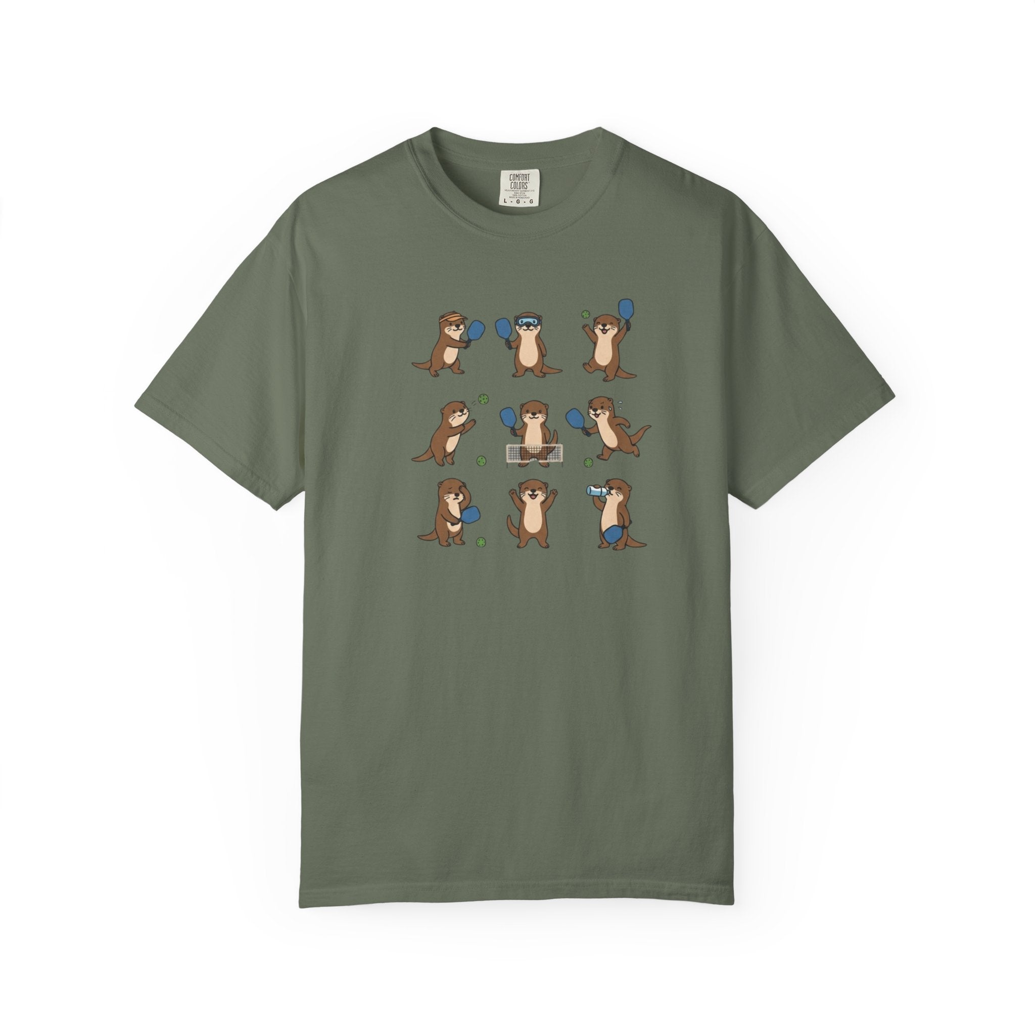 Cute Otter Pickleball t-shirt in Moss