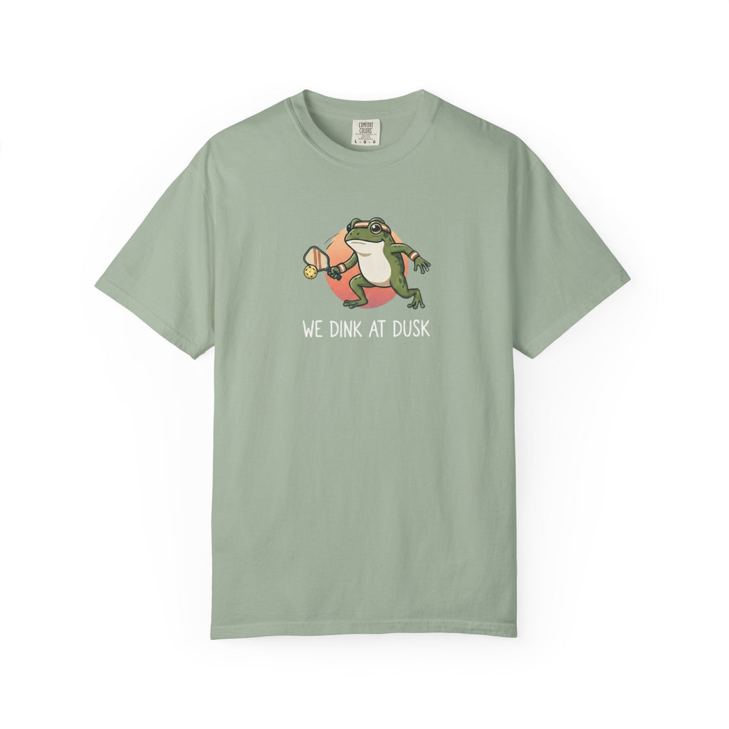 We Dink At Dusk Frog Pickleball t-shirt in Bay