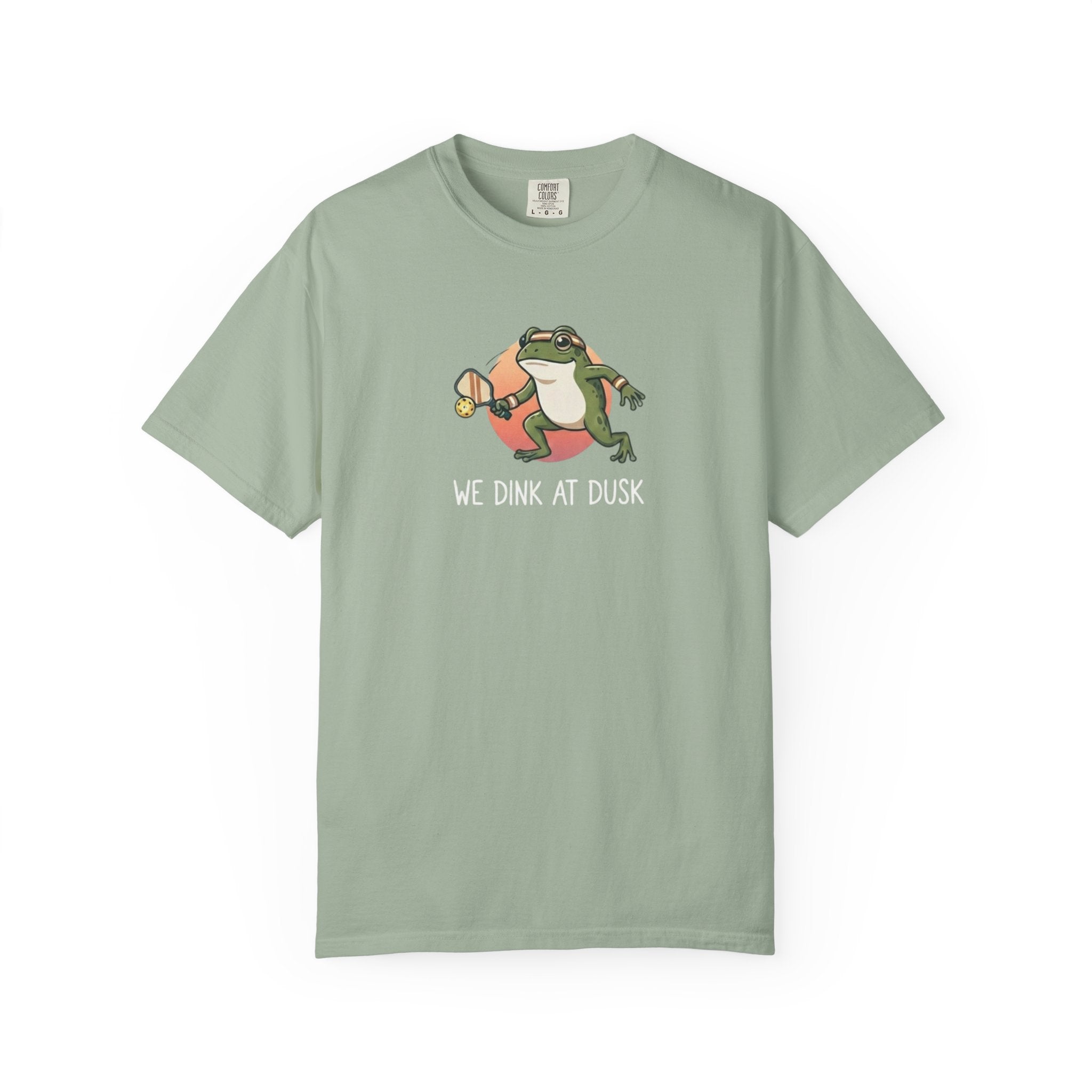 We Dink At Dusk Frog Pickleball t-shirt in Bay