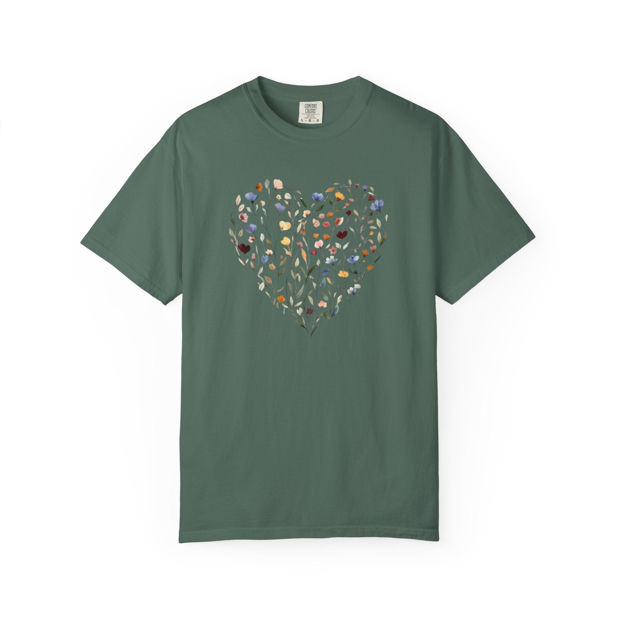 Wildflower Heart Shirt, Vintage Floral Comfort Colors Tee, Boho Cottagecore Botanical T-Shirt, Nature Lover Gift for Her, Women Garden Tee