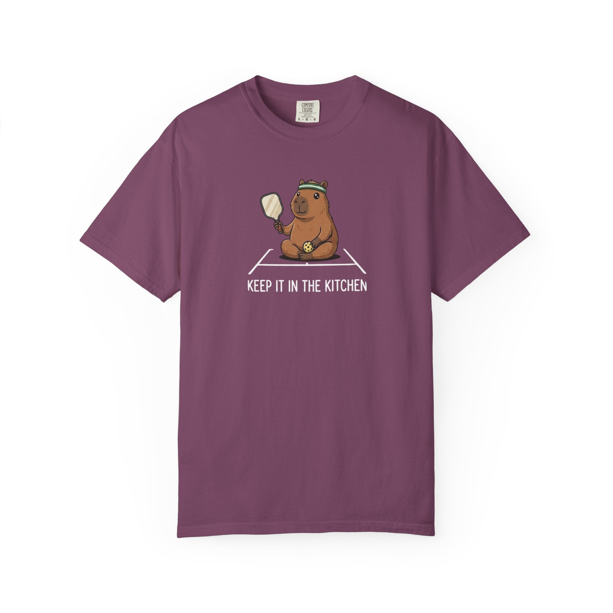 Keep It In The Kitchen Capybara Pickleball t-shirt in Berry