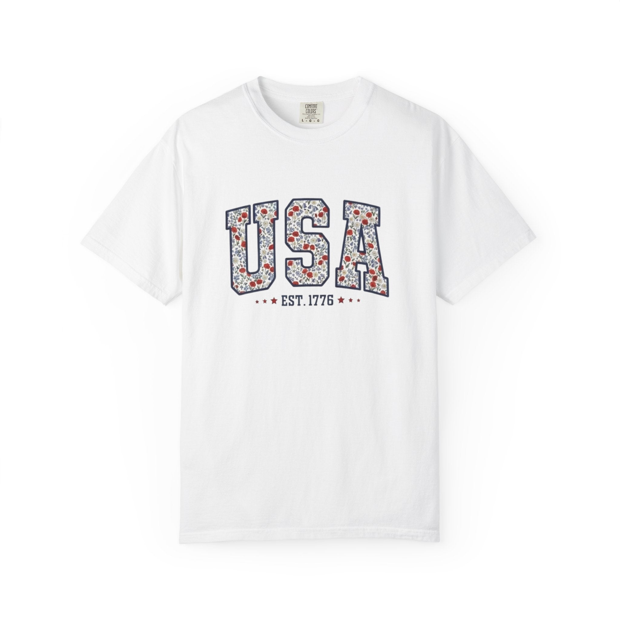Vintage Floral USA 1776 T-Shirt, Independence Day Unisex Wildflower Patriotic Graphic Tee