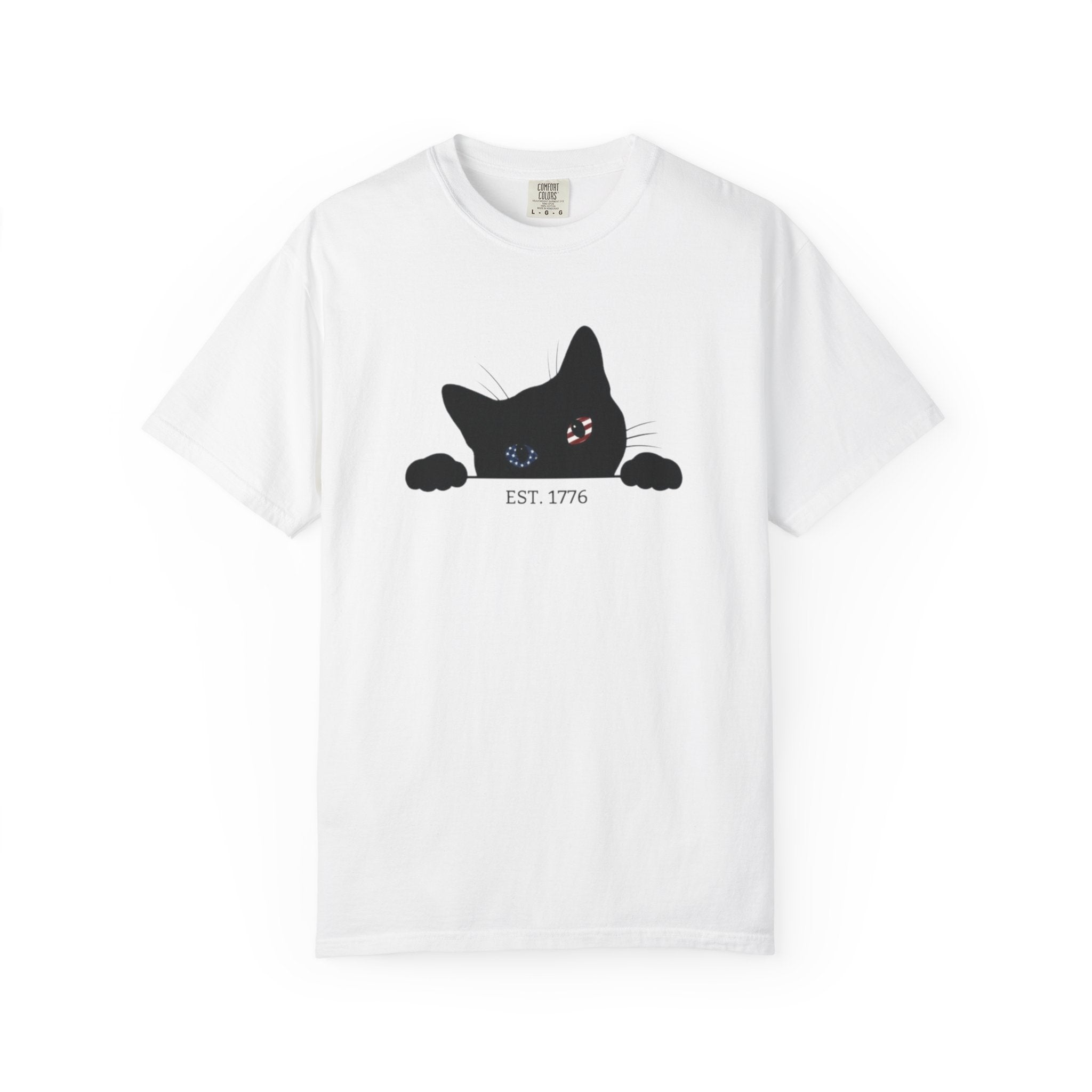 Patriotic Black Cat Shirt, 4th of July Peeking Cat Tee, Funny Cat Lover EST 1776 Graphic Shirt, Vintage Independence Day USA Tee, Gift