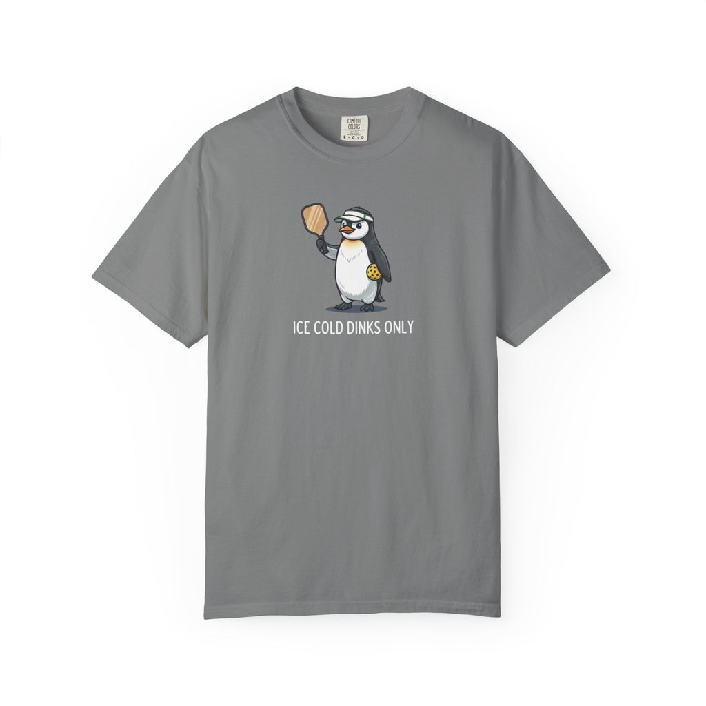 Ice Cold Dinks Only Penguin Pickleball t-shirt in Grey