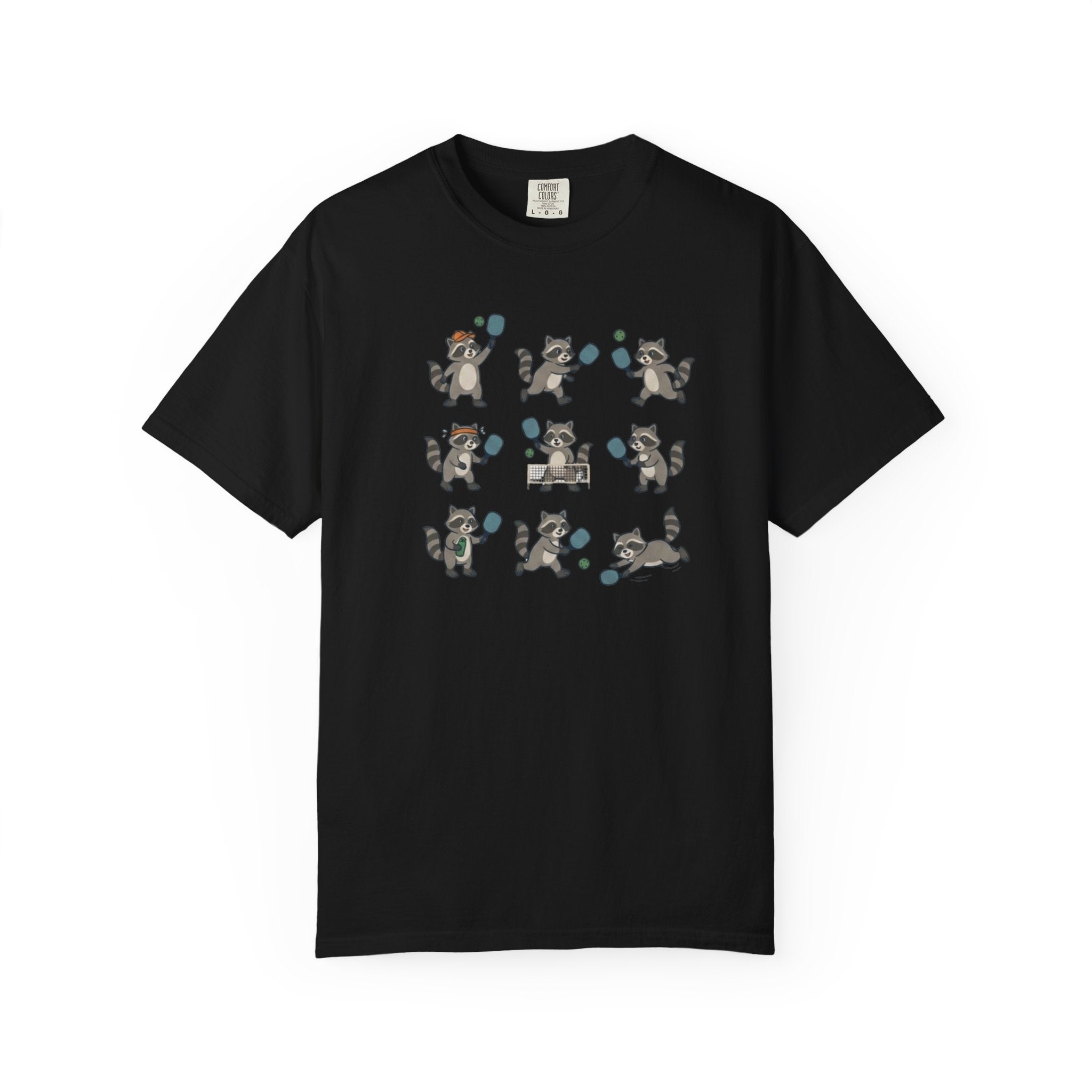 Cute Raccoon Pickleball t-shirt in Black
